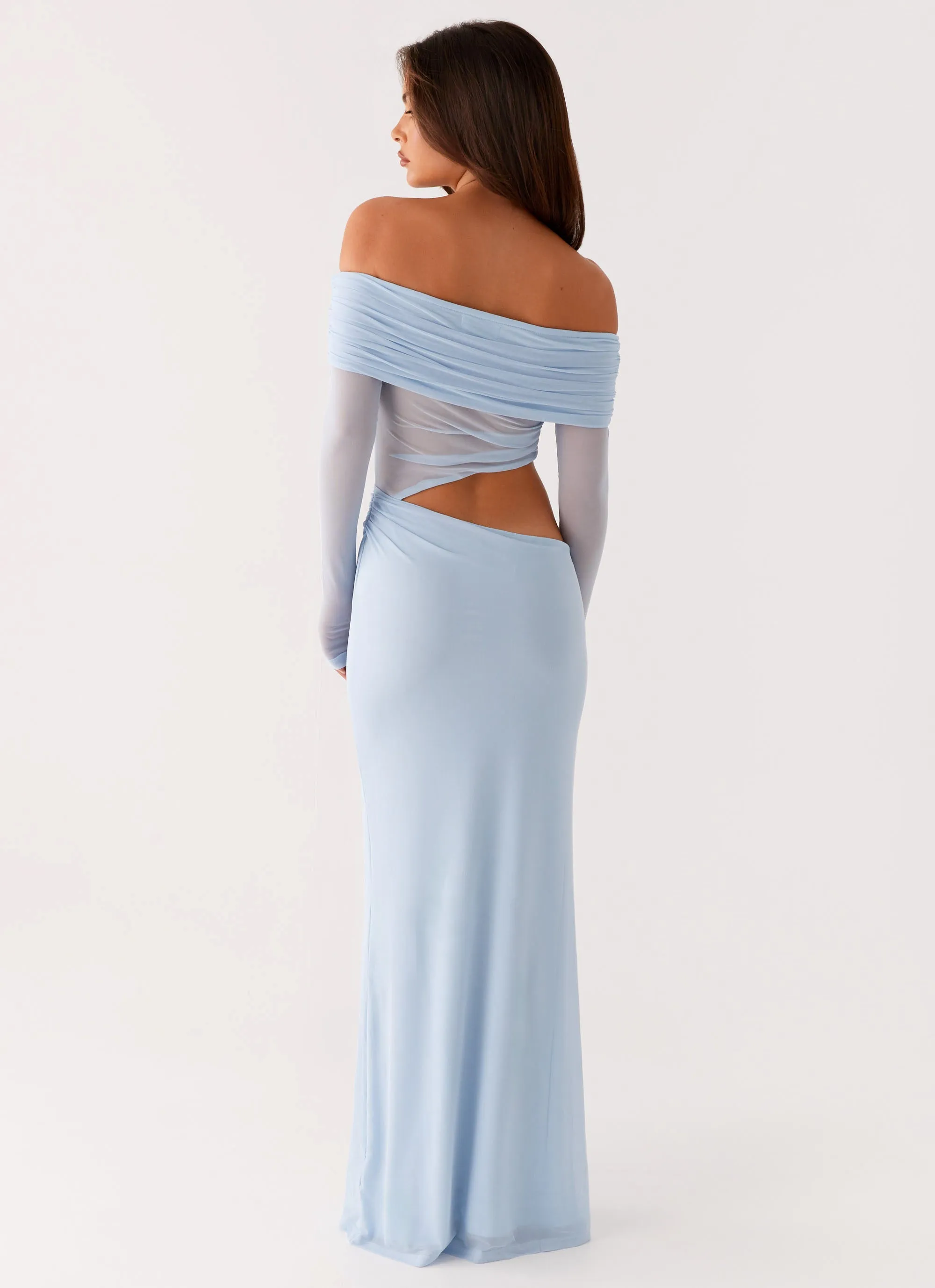 museum visit Aura Glow Emery Maxi Dress - Blue
