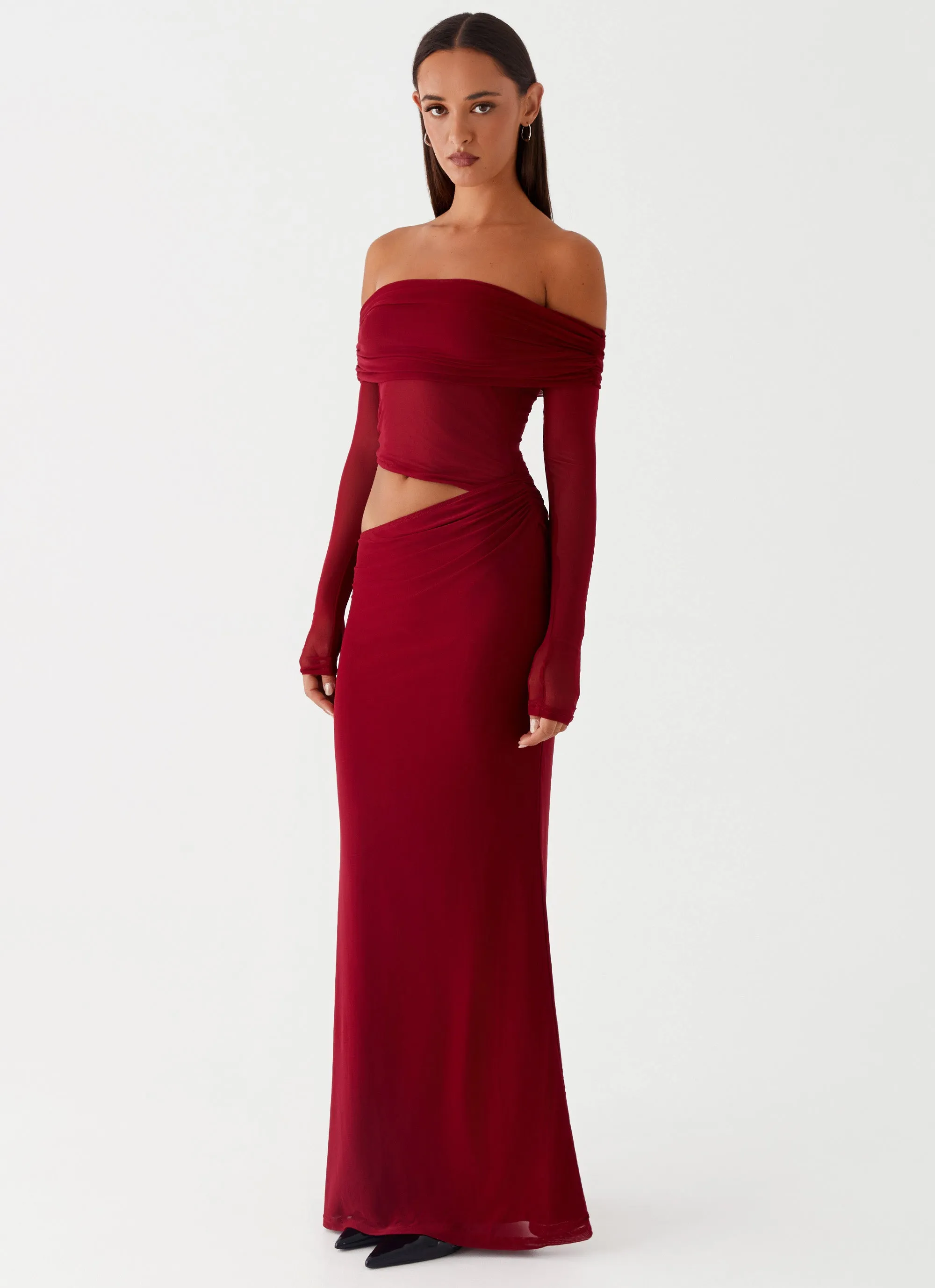 Emery Maxi Dress - Cherry Red Light Motion