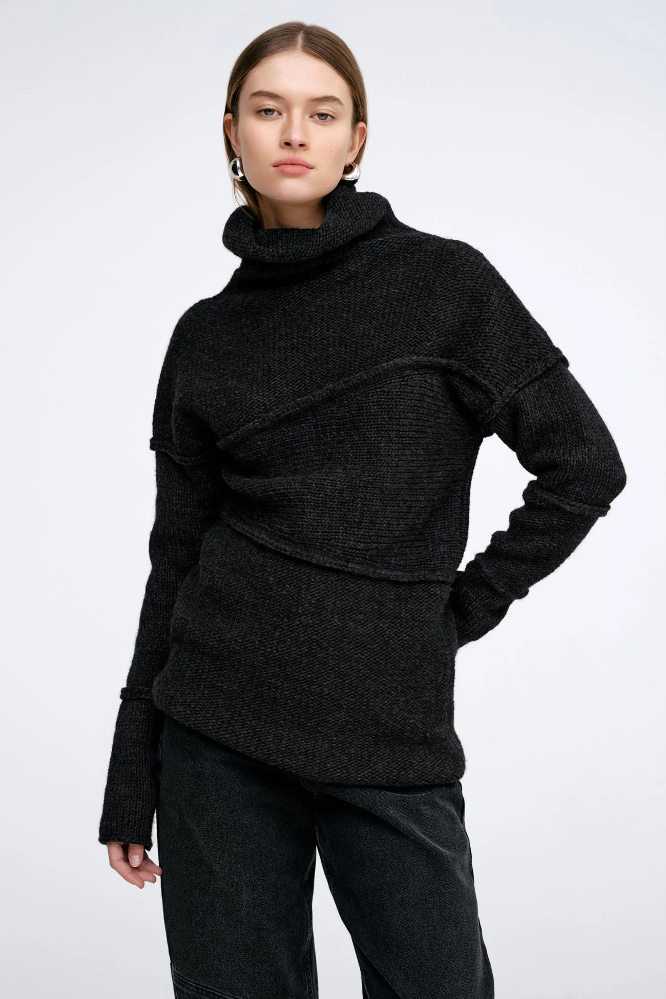 LayeredNeckline WeightedHem Emily Sweater