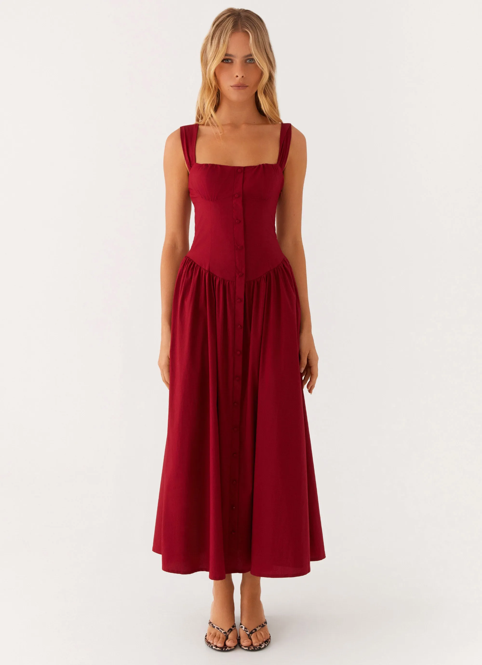 NonSlipClosure Emmalina Midi Dress - Deep Red