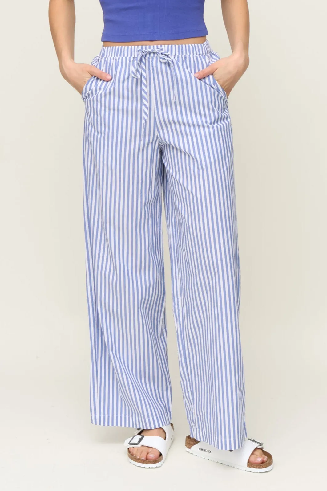 Emmie Striped Cotton Pant Noise Reduciting Fabric