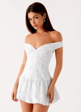 Endless Romance Off Shoulder Mini Dress - Blue Floral Sleek and Simple Casual chic dress