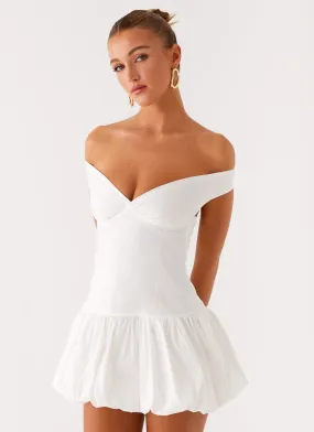 Modern and Feminine Airy Layer Endless Romance Off Shoulder Mini Dress - White