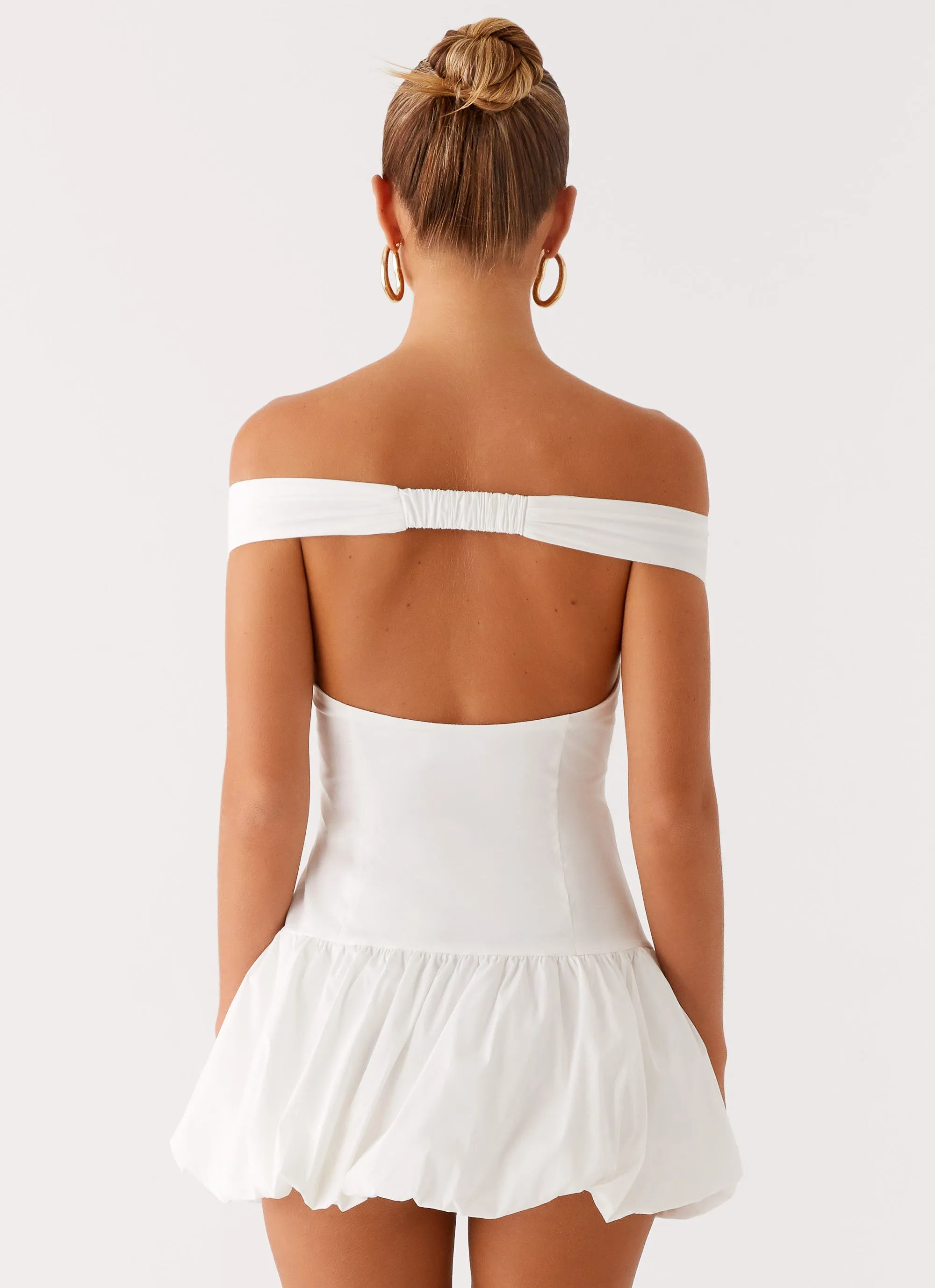 Fashionable And Functional Street Motion Endless Romance Off Shoulder Mini Dress - White