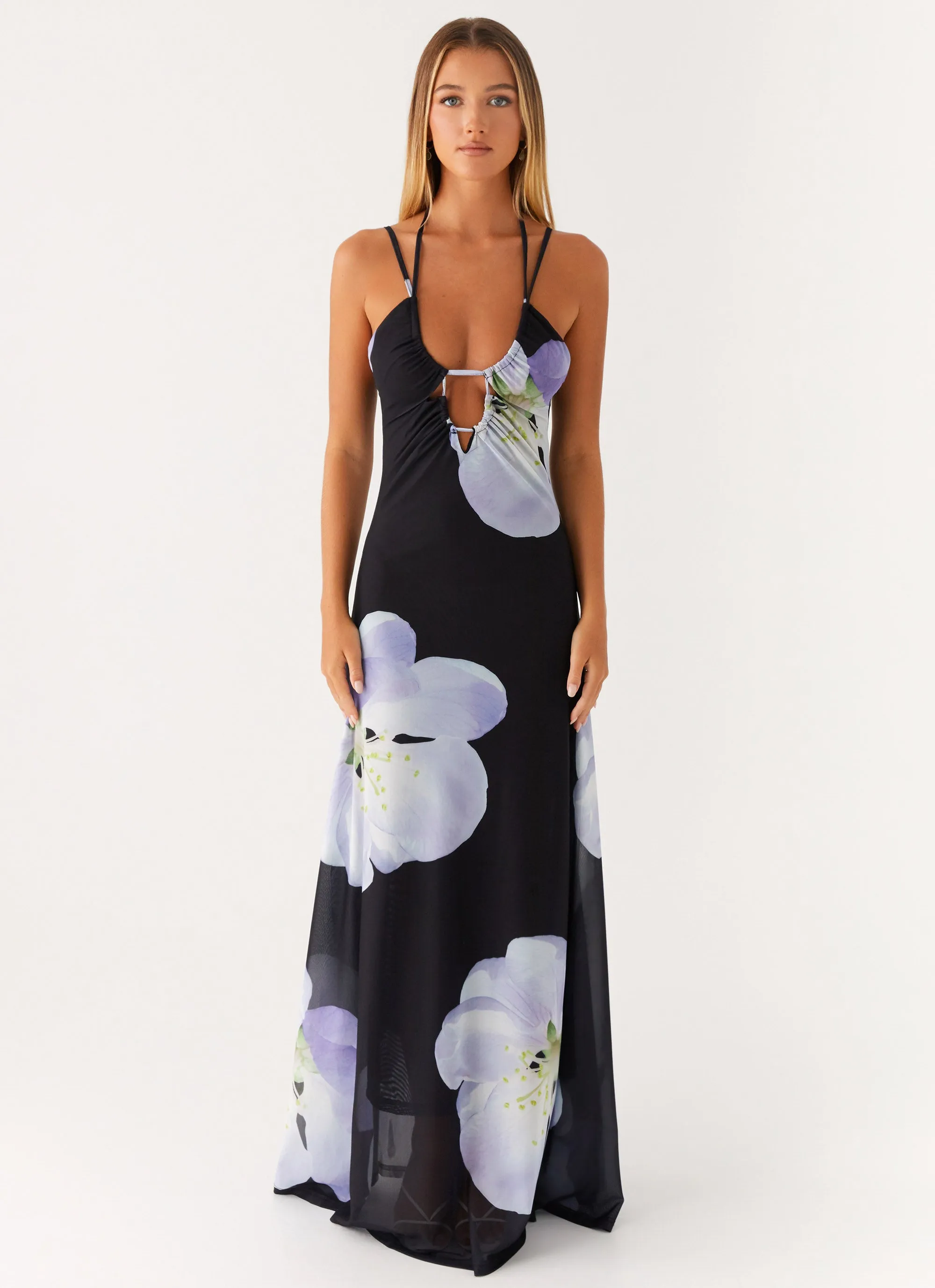 Enrika Maxi Dress - Flower Print Brunch Tone Moment Soft