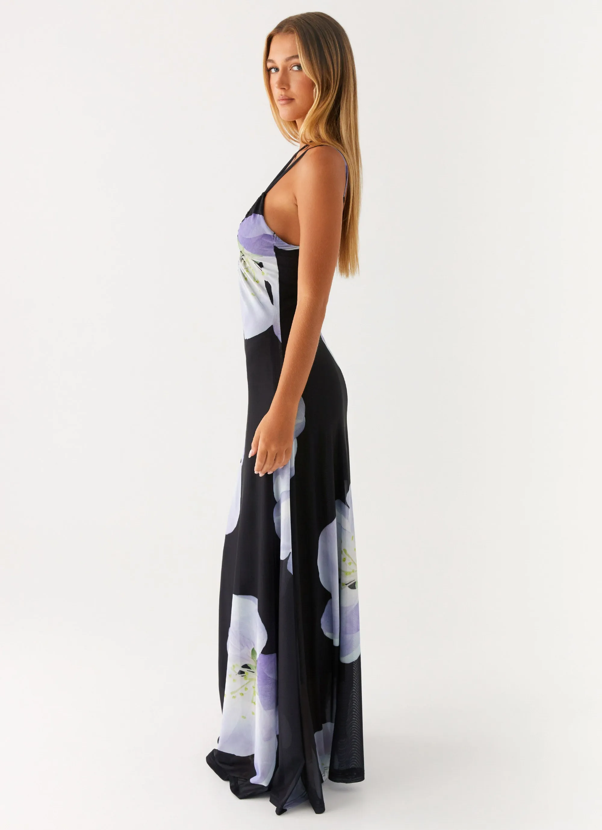 Stylish dinner attire Layered Design Enrika Maxi Dress - Flower Print