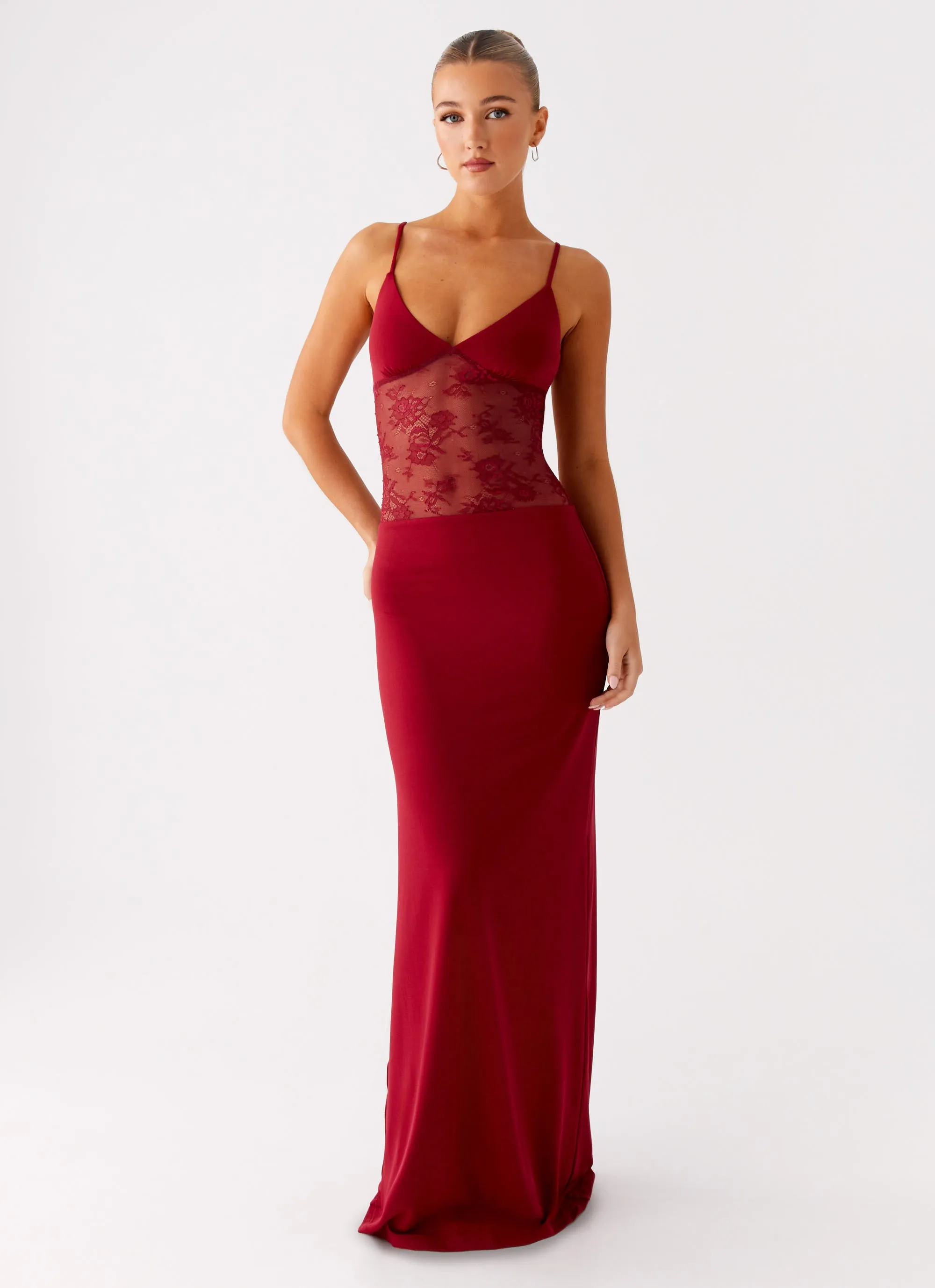 Cool Drape Envy Maxi Dress - Maroon