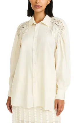 Epaullette Shirt TearResistantWeave DoubleLayered Neckline