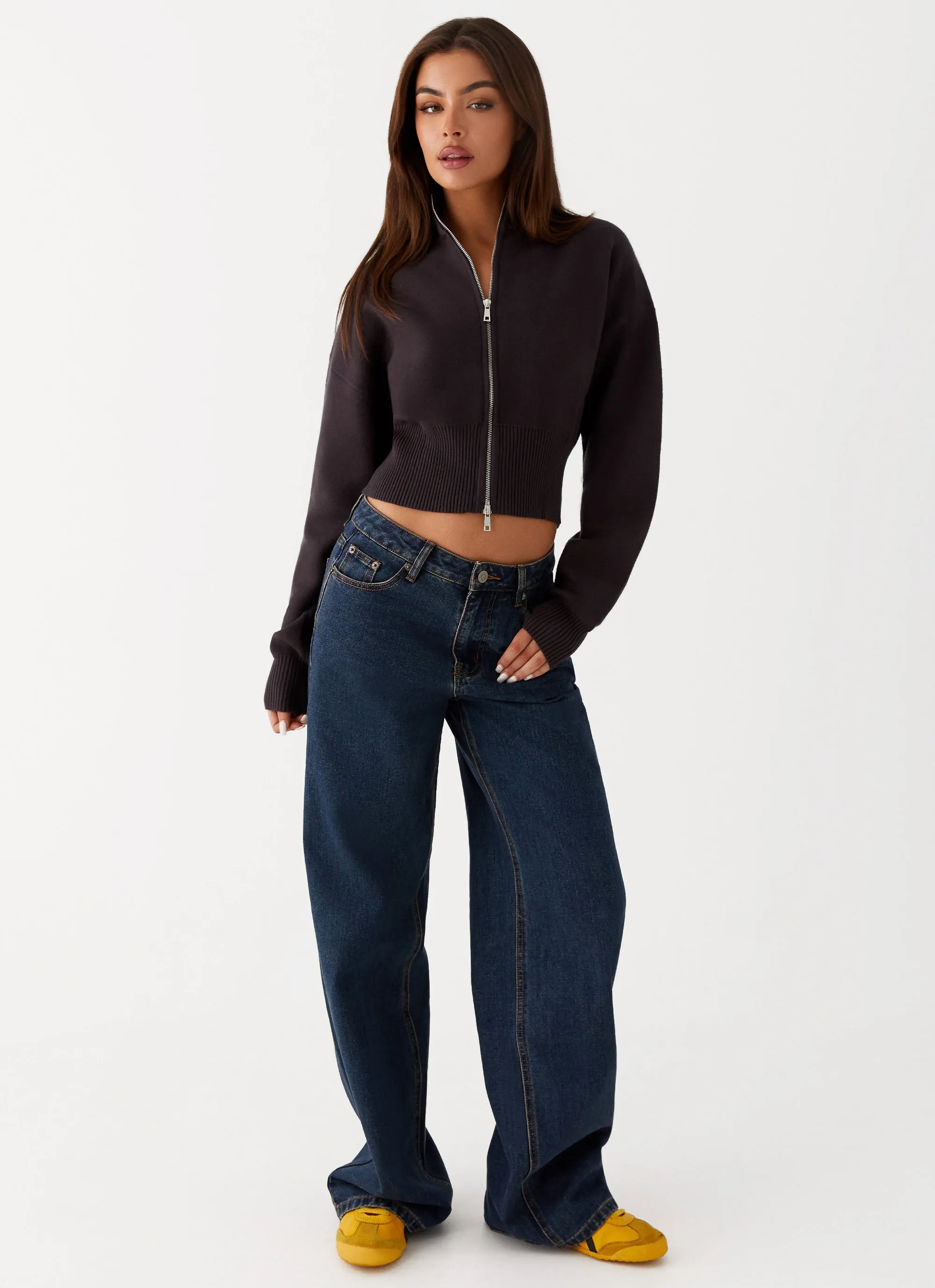 Weatherproof Zipper Seals Episode High Neck Cardigan - Charcoal