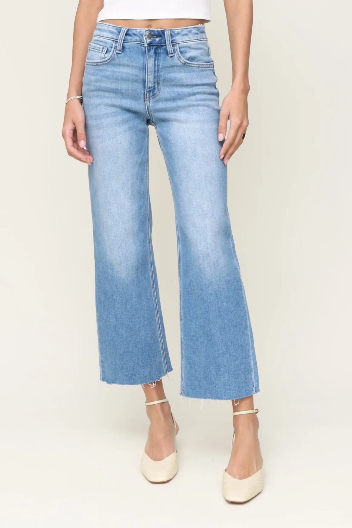Cozy and Relaxed High Rise Crop Slim Wide Leg
