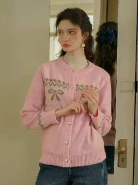 EcoFriendly Manufacturing Light Deflection Fabric ??Final Sale??Zoey Round Neck Bow Patter Sweater