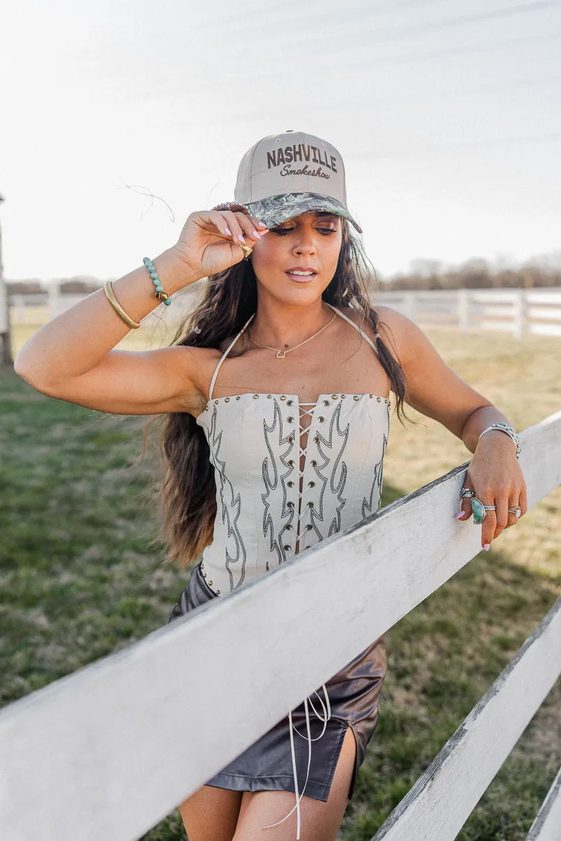 NonChafe Tag Placement Raelynn Western Corset Top - Cream