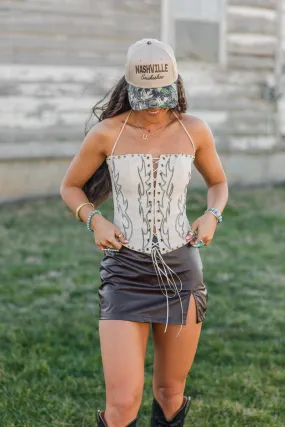 Reinforced Seams Raelynn Western Corset Top - Cream