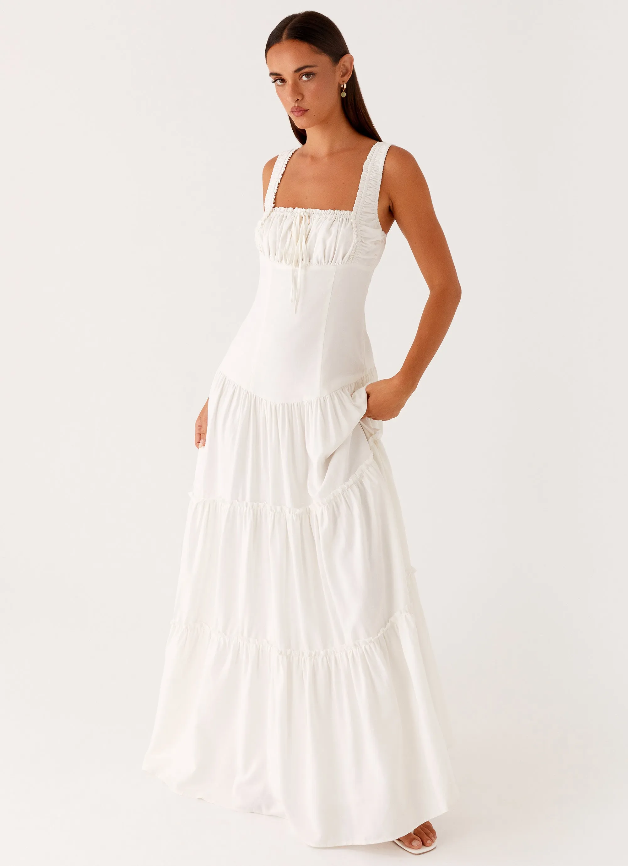 Esme Maxi Dress - White Stylish Mood Flap-Detail