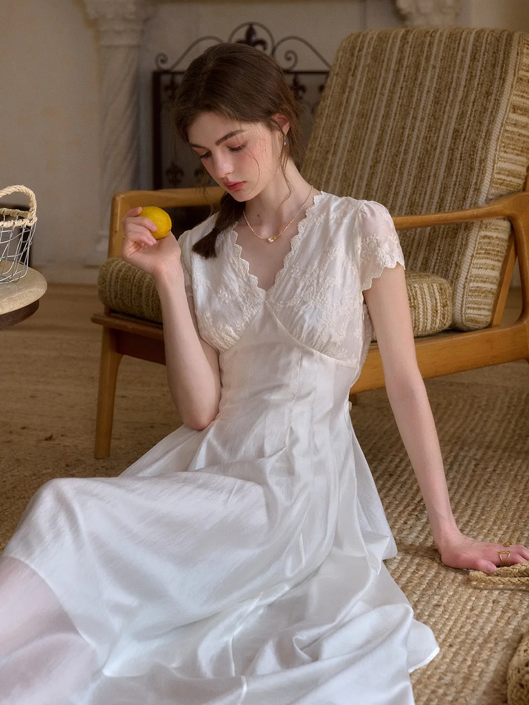 Reagan Wavy V-Neck Jacquard Lyocell Dress City Rhythm