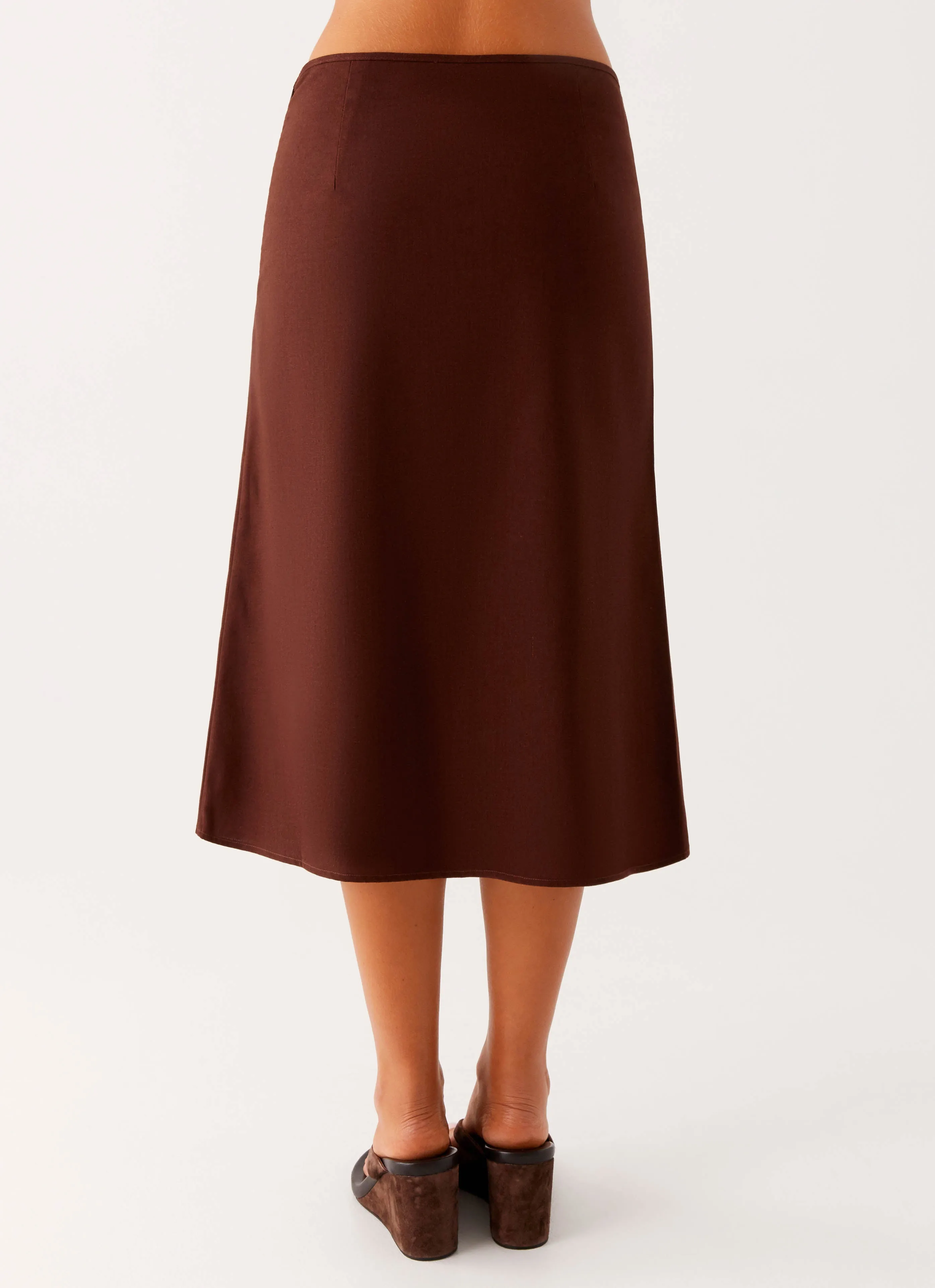 Reinforced Seams Esther Midi Skirt - Chocolate