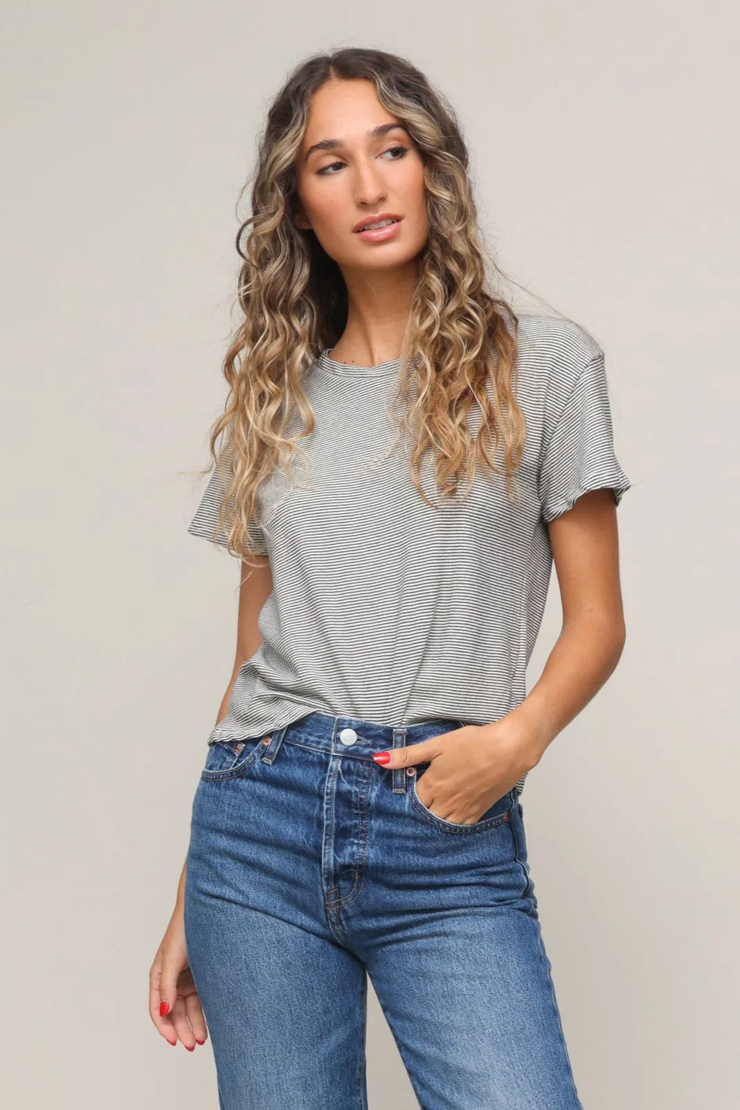 Harley Boxy Crew Tee Curved Hem SeamlessSidePanels