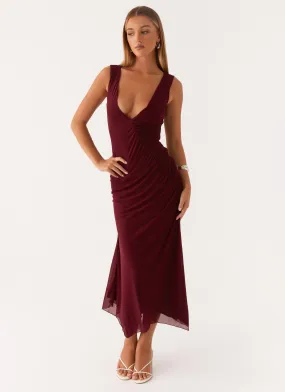 Silky Silhouette Murphy Maxi Dress - Deep Maroon