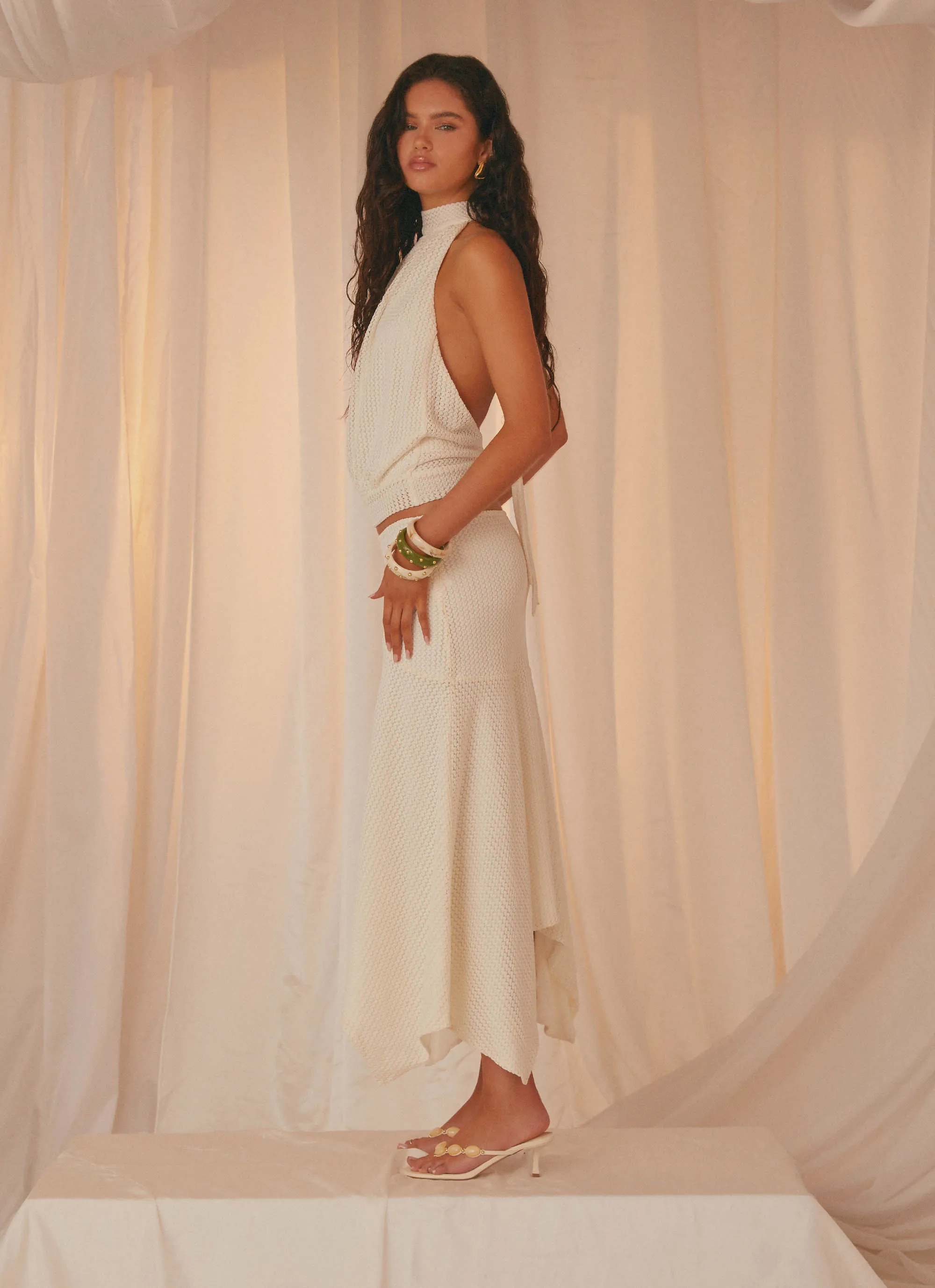 Everyday Comfort Chic Tones Evaden Low Rise Midi Skirt - Ivory