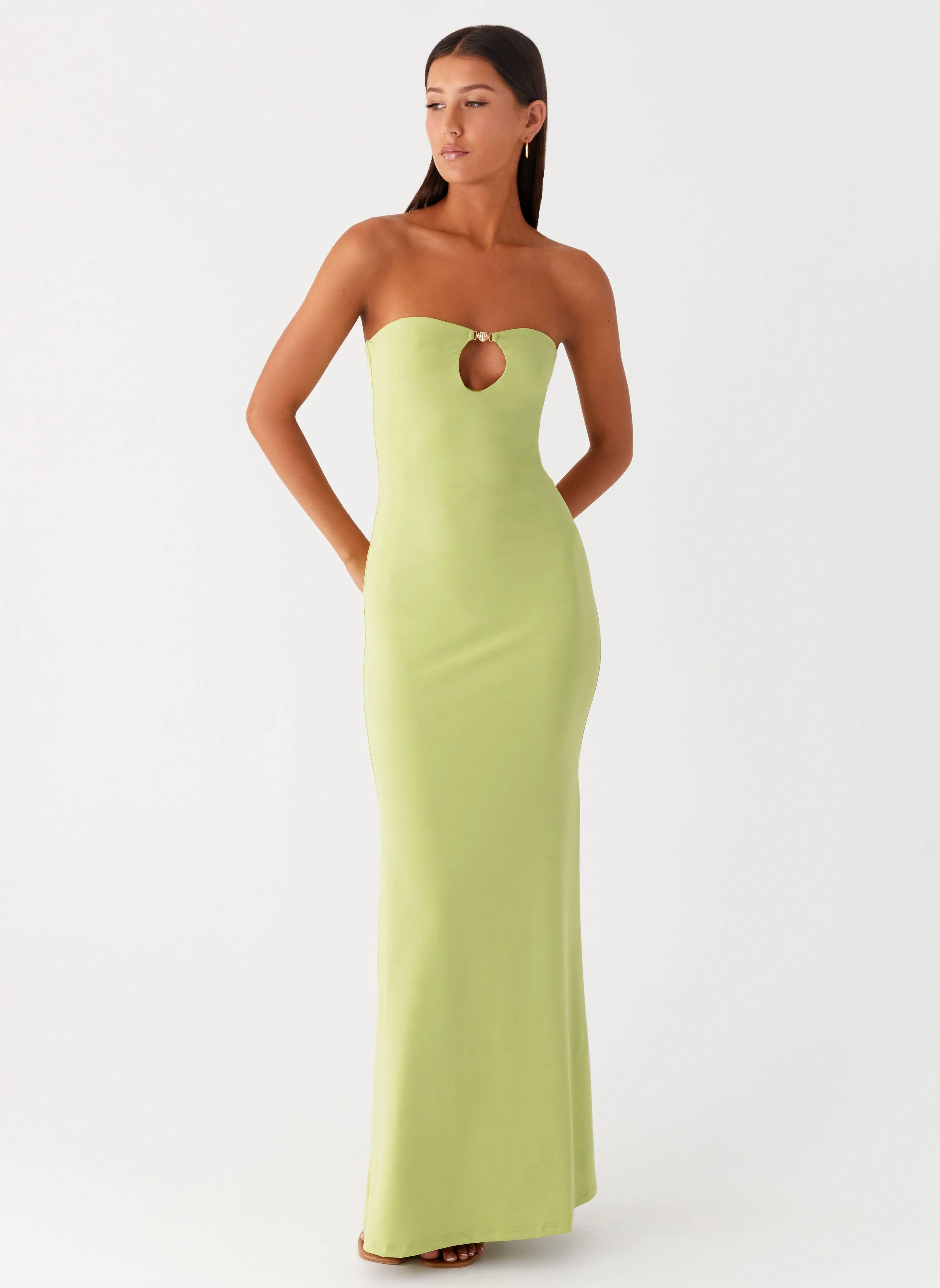 Office Mood Nature Bloom Moara Cut Out Maxi Dress - Lime Green