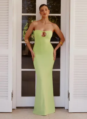 Moara Cut Out Maxi Dress - Lime Green Smooth Motion Cozy Balance