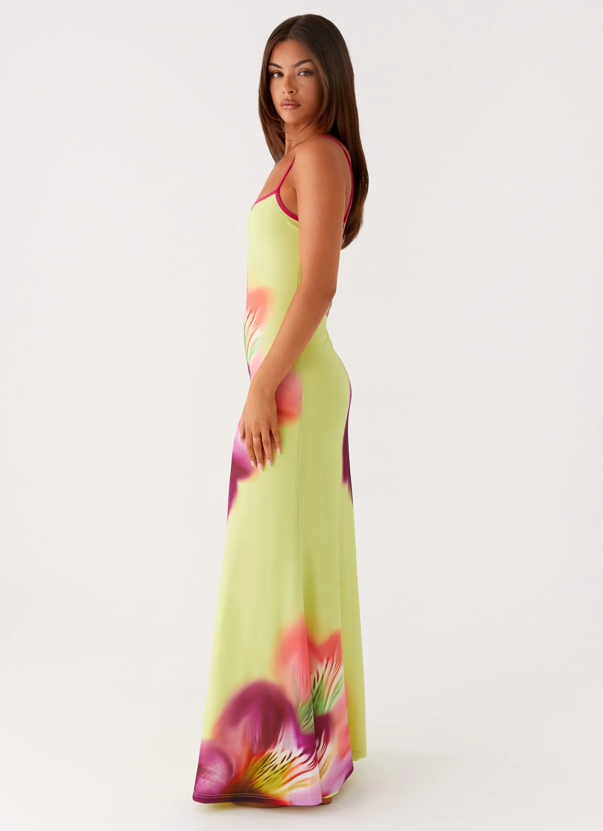 Everett Maxi Dress - Green Tropical Lace-Trim