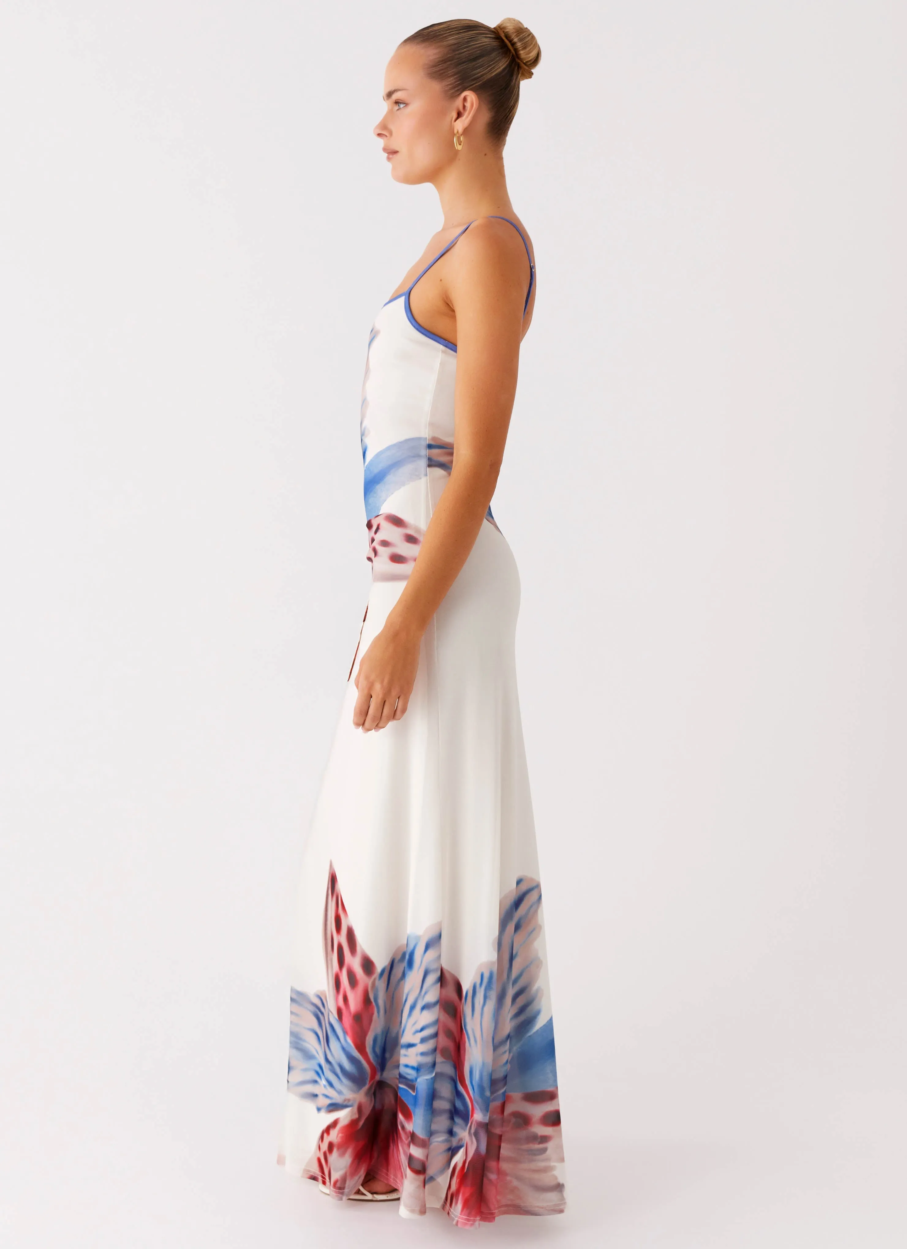 Lightweight-Lining Everett Maxi Dress - White Sea Bloom