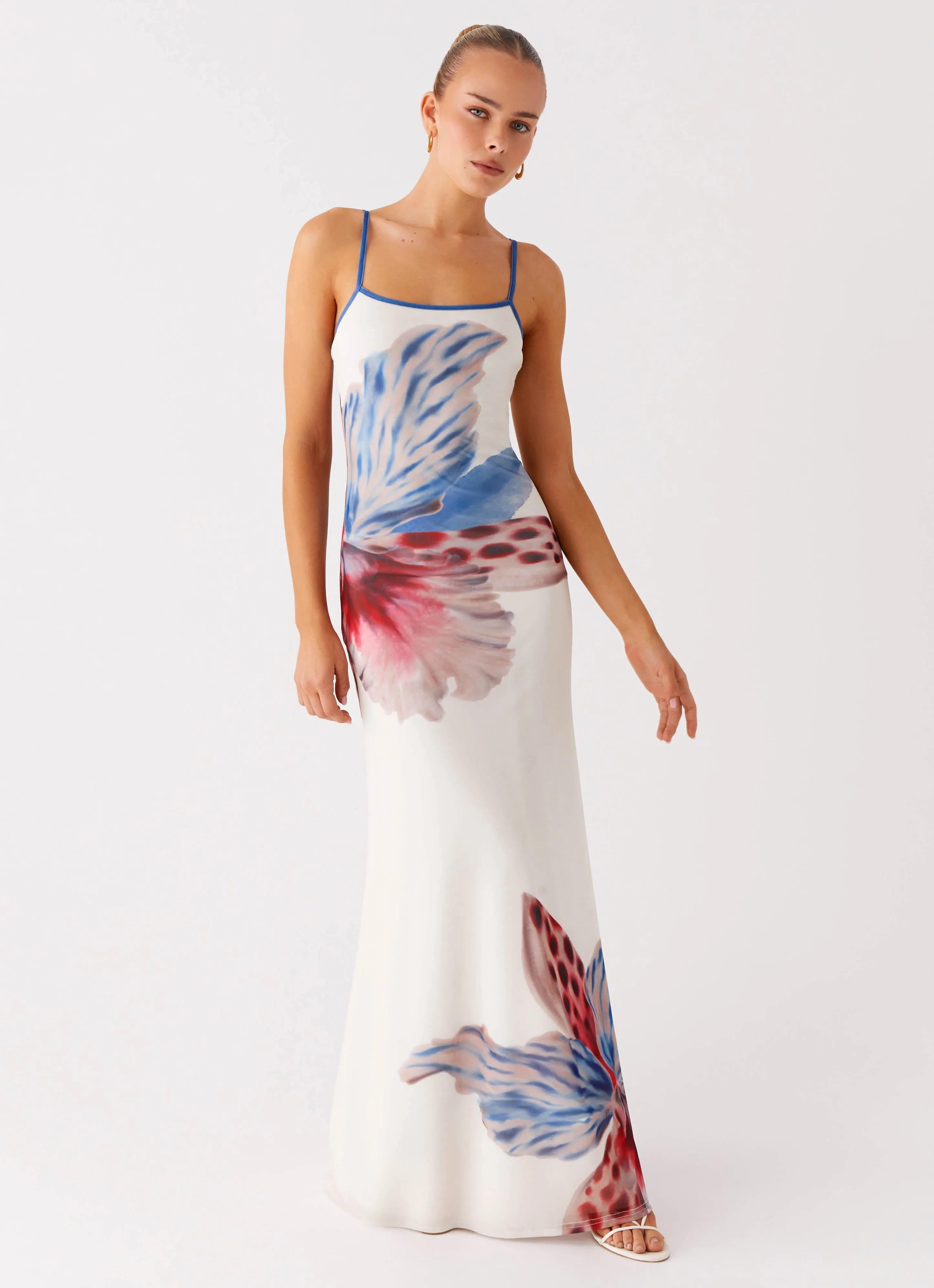 Comfy Flex CrinkleResistantWeave Everett Maxi Dress - White Sea Bloom