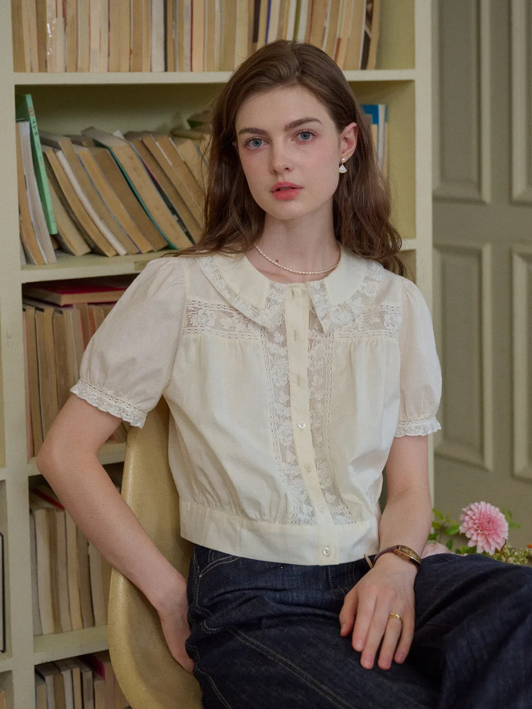 Office Look Everleigh Round Neck Lace Blouse