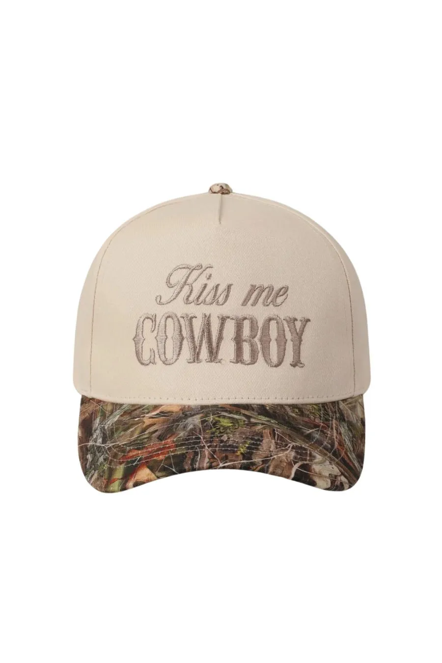 Kiss Me Cowboy Two Tone Camo Hat- Ivory Magnetic Closure System RipstopFabric