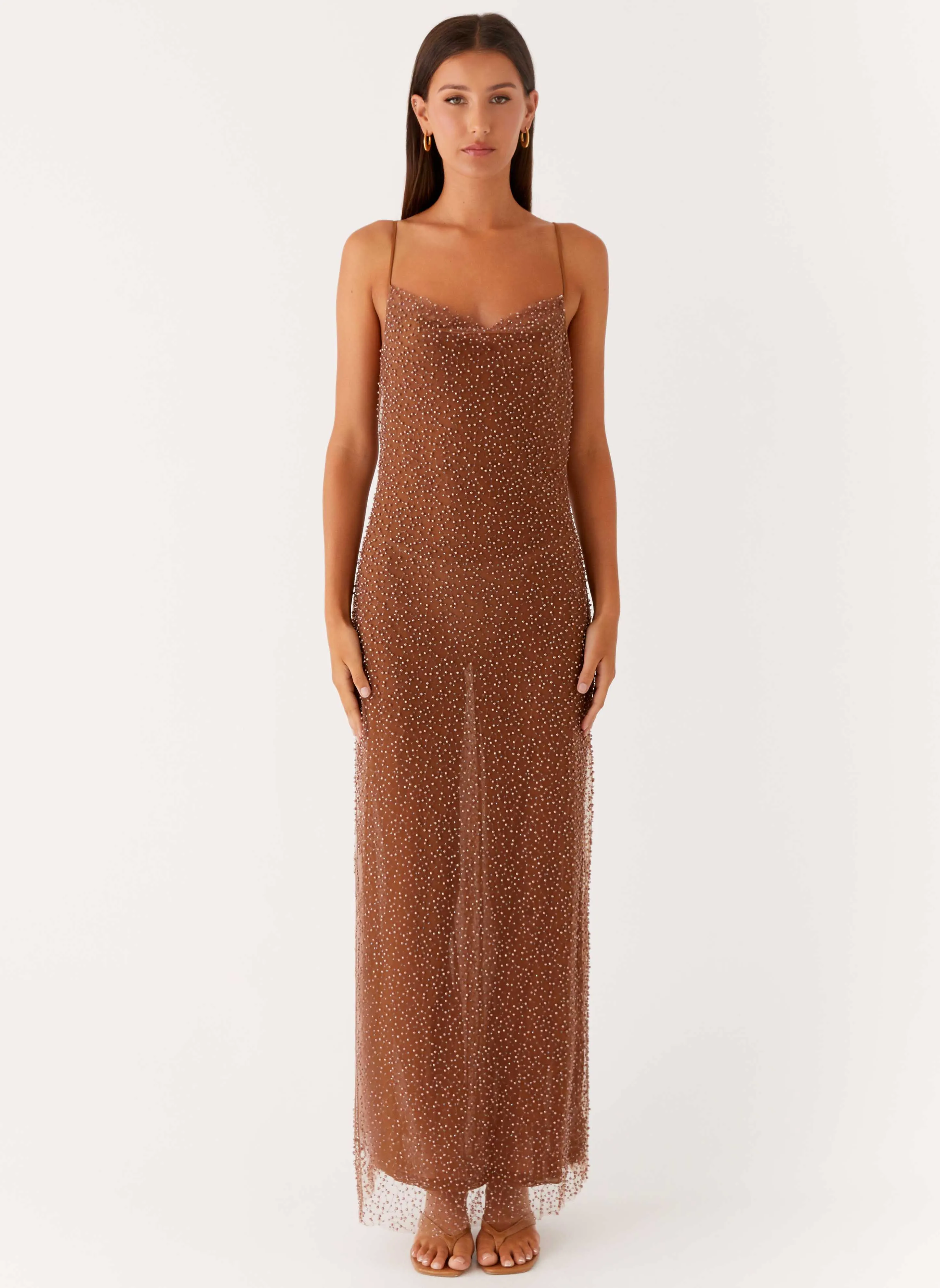 tailored look Zuella Beaded Maxi Dress - Chocolate