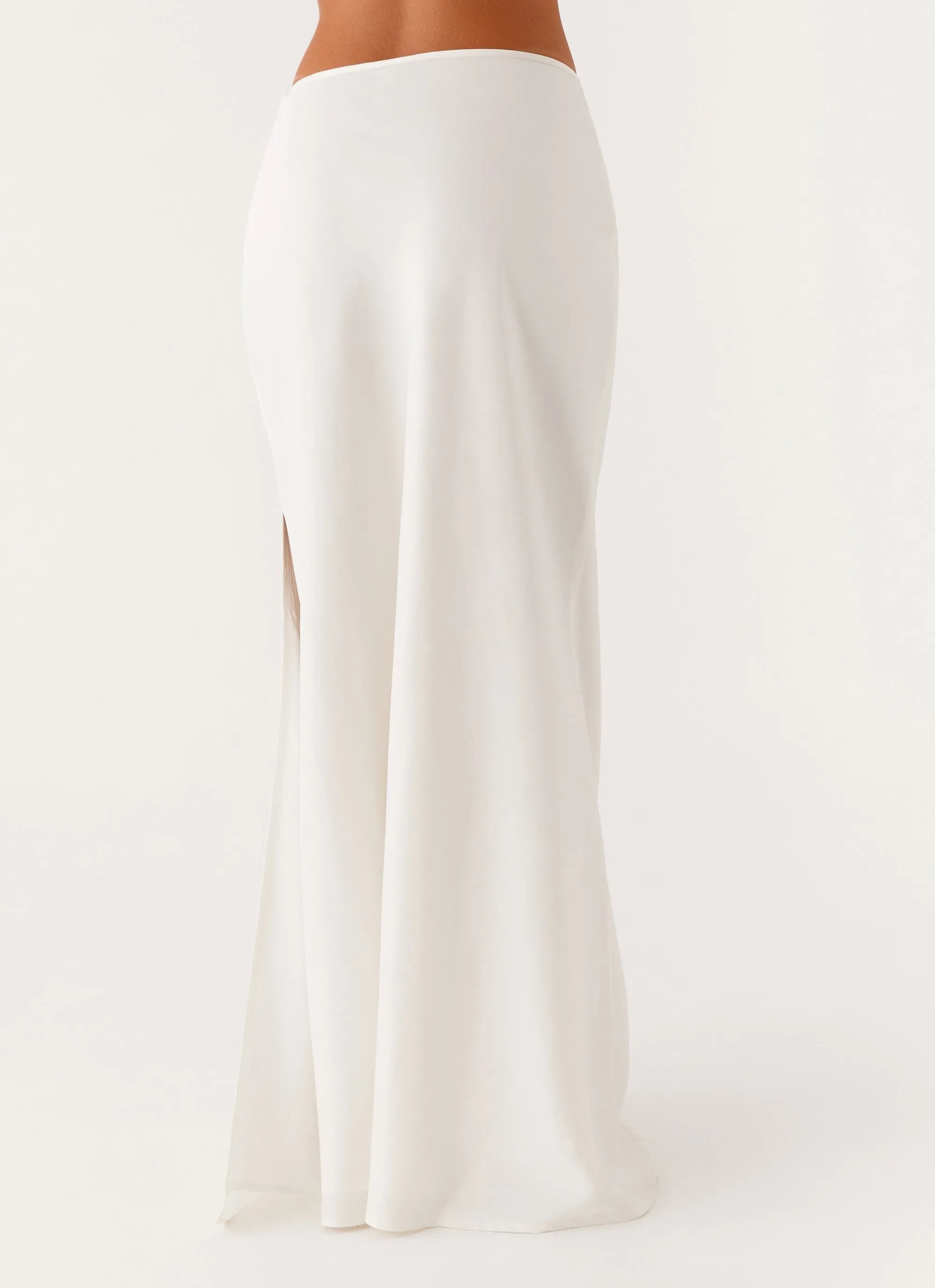 Mina Satin Maxi Skirt - White Limited Quantity