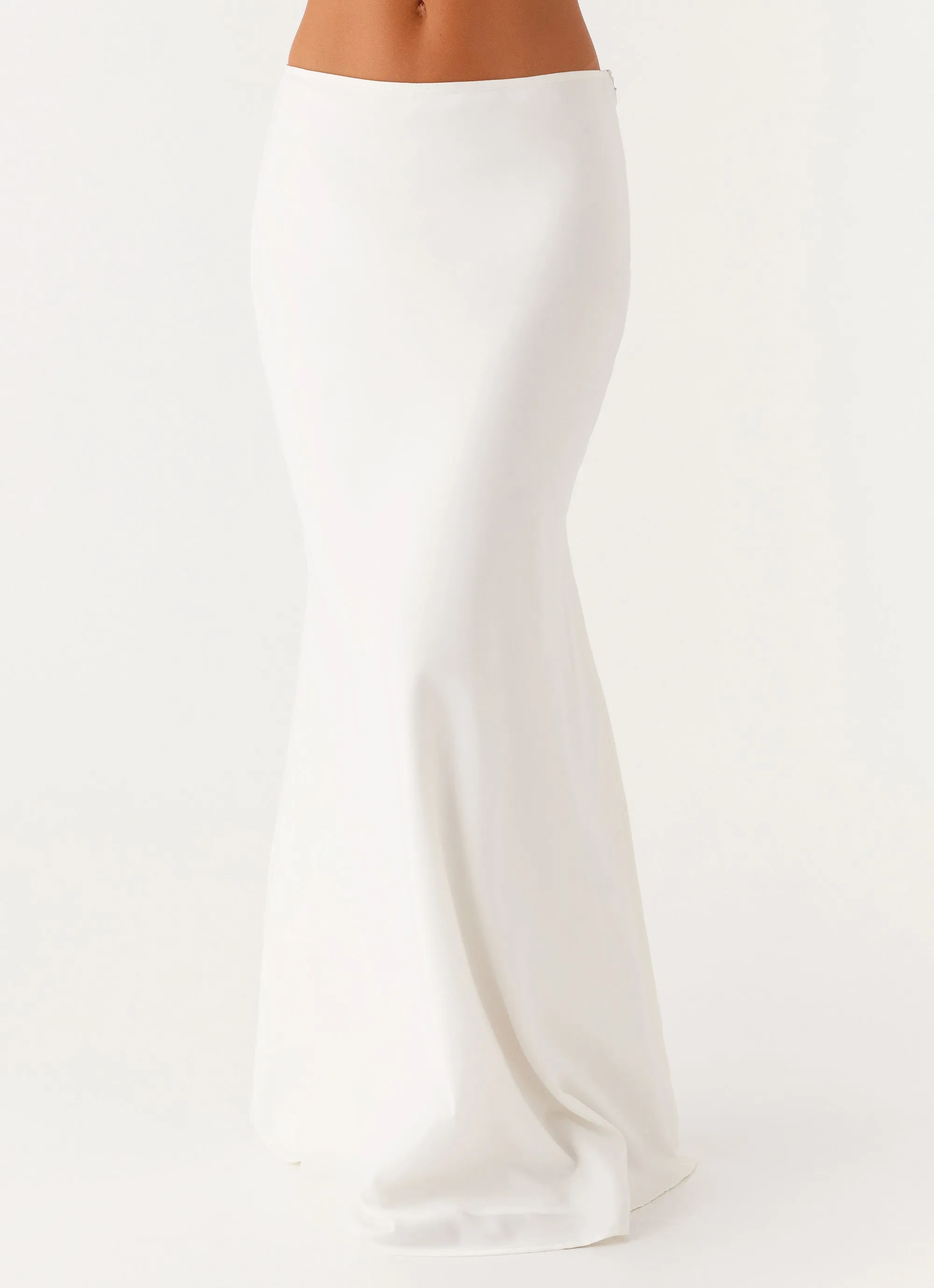 Daily Fashion Mina Satin Maxi Skirt - White