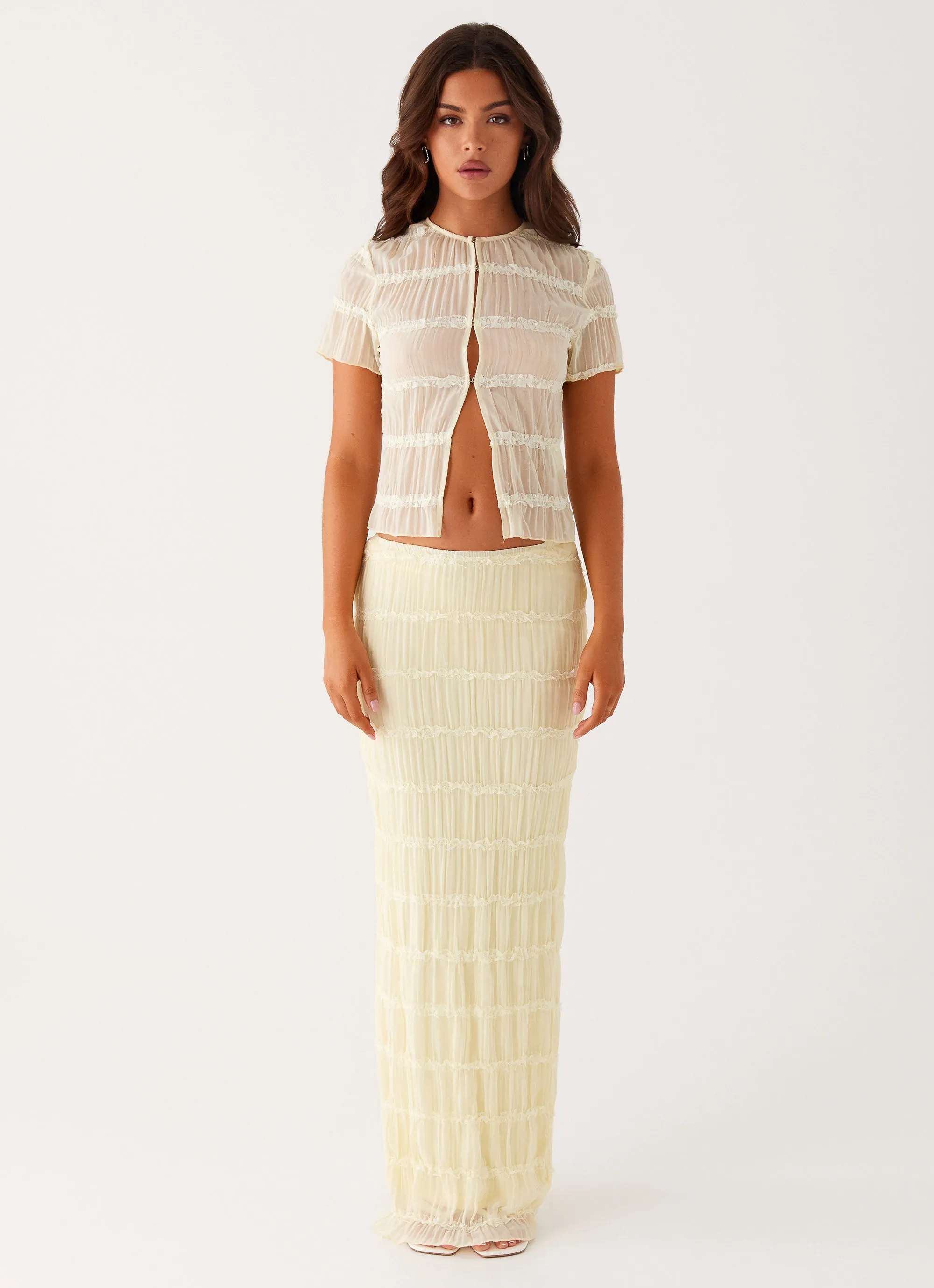 Daydreaming Low Rise Maxi Skirt - Yellow Future Fashion Soft Touch