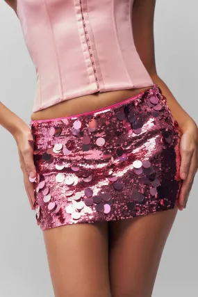 Sturdy Waistband Layered Look Low Rise Paillette Skirt