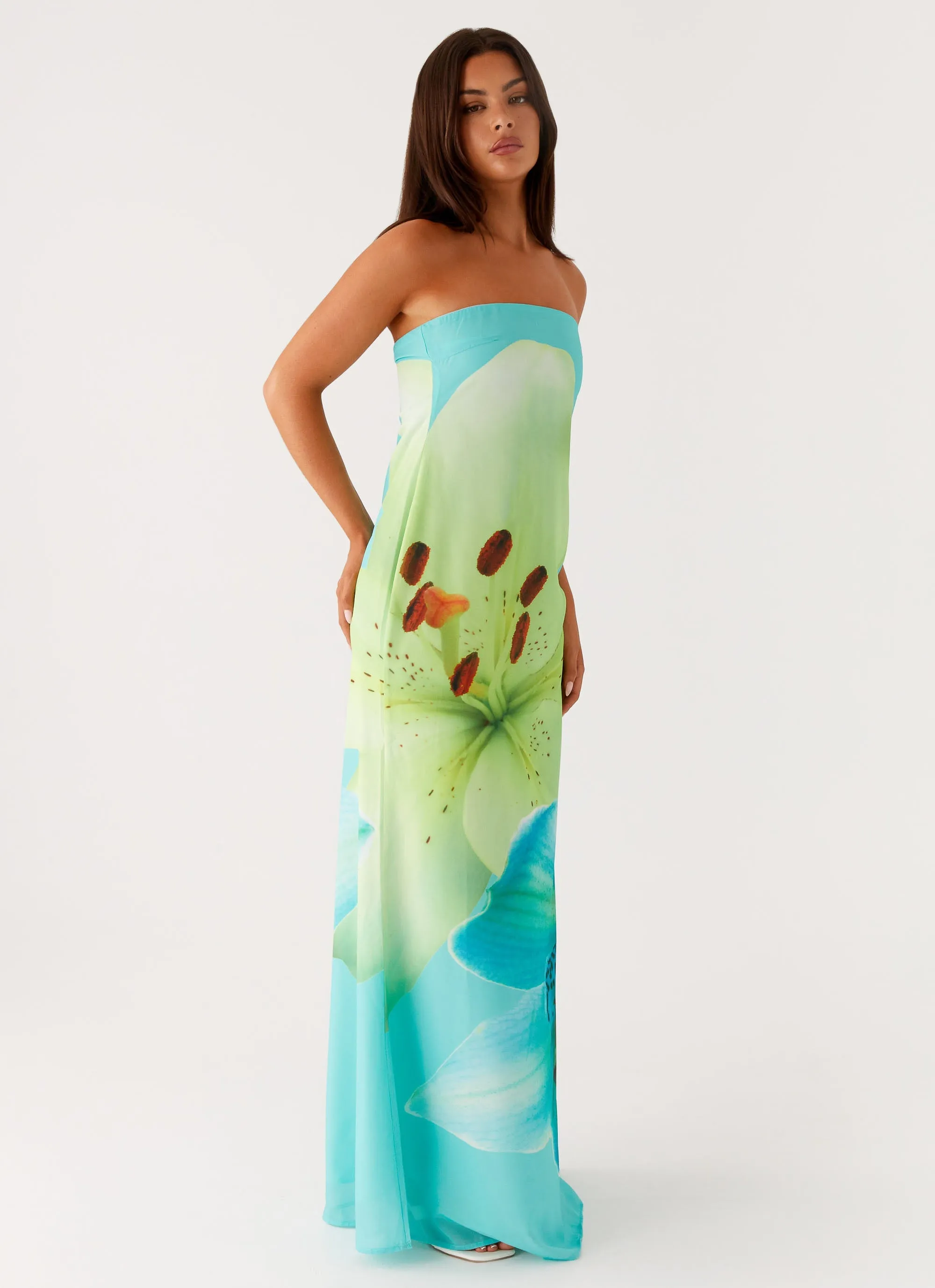 Travel Vibe Darcy Maxi Dress - Turquoise Floral