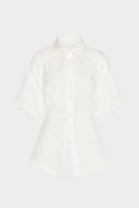 Tie Back Poplin Button Down Shirt Bonded Seam Technique