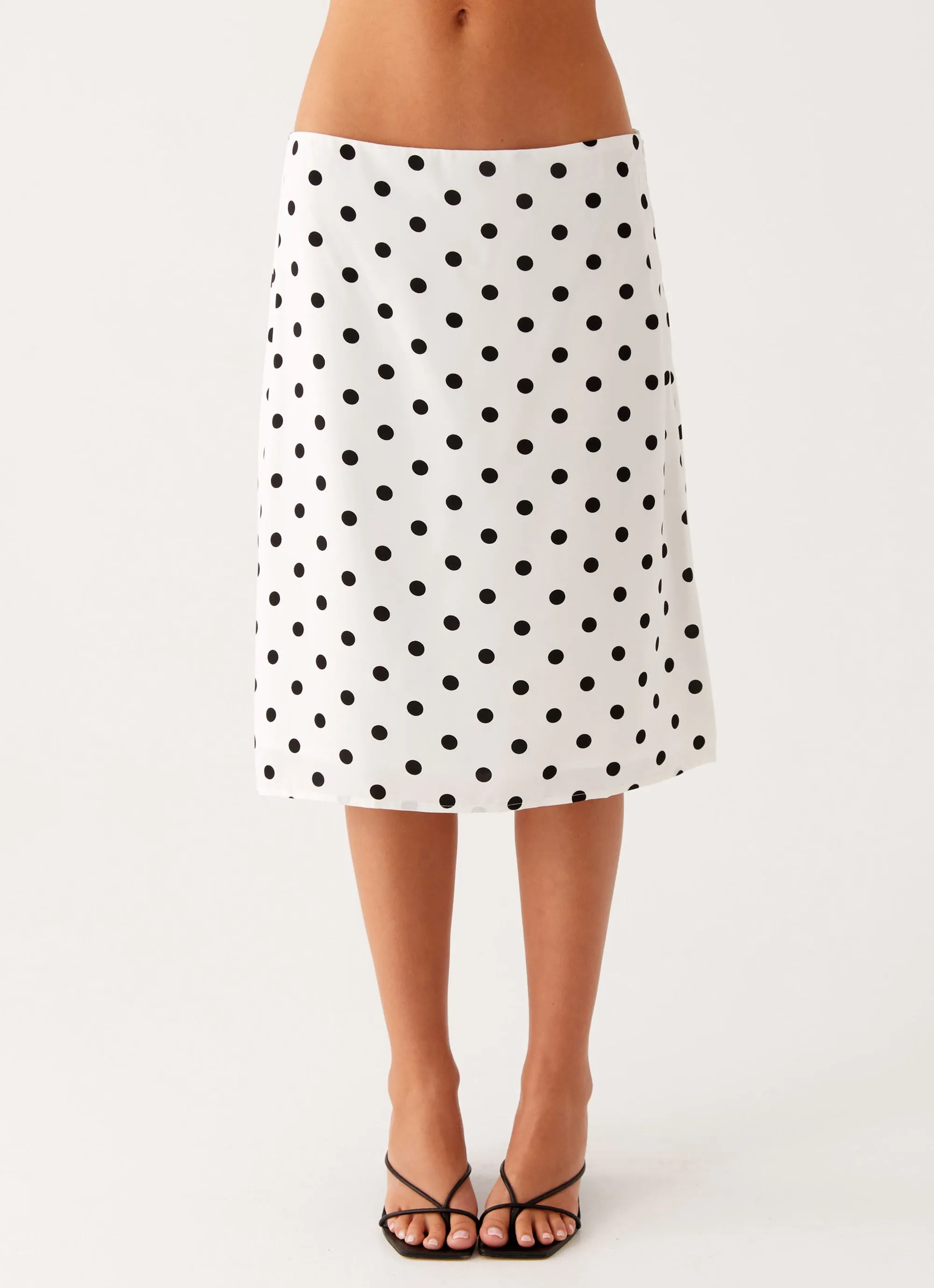 Performance Fashion Evoke Chiffon Midi Skirt - White Polka Dot