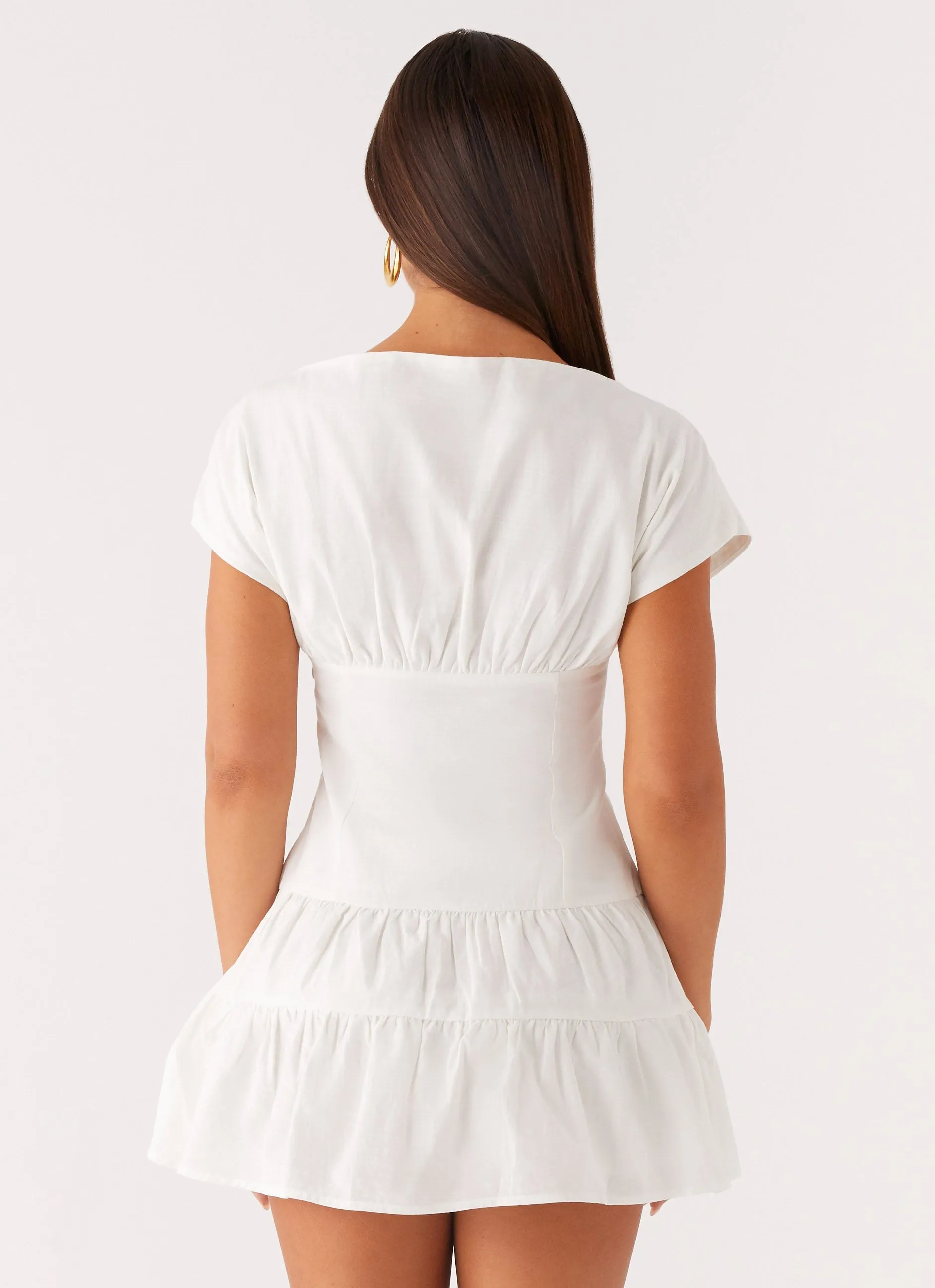 Soft Stretch Balanced Look Ember Haze Boat Neck Mini Dress - Off White