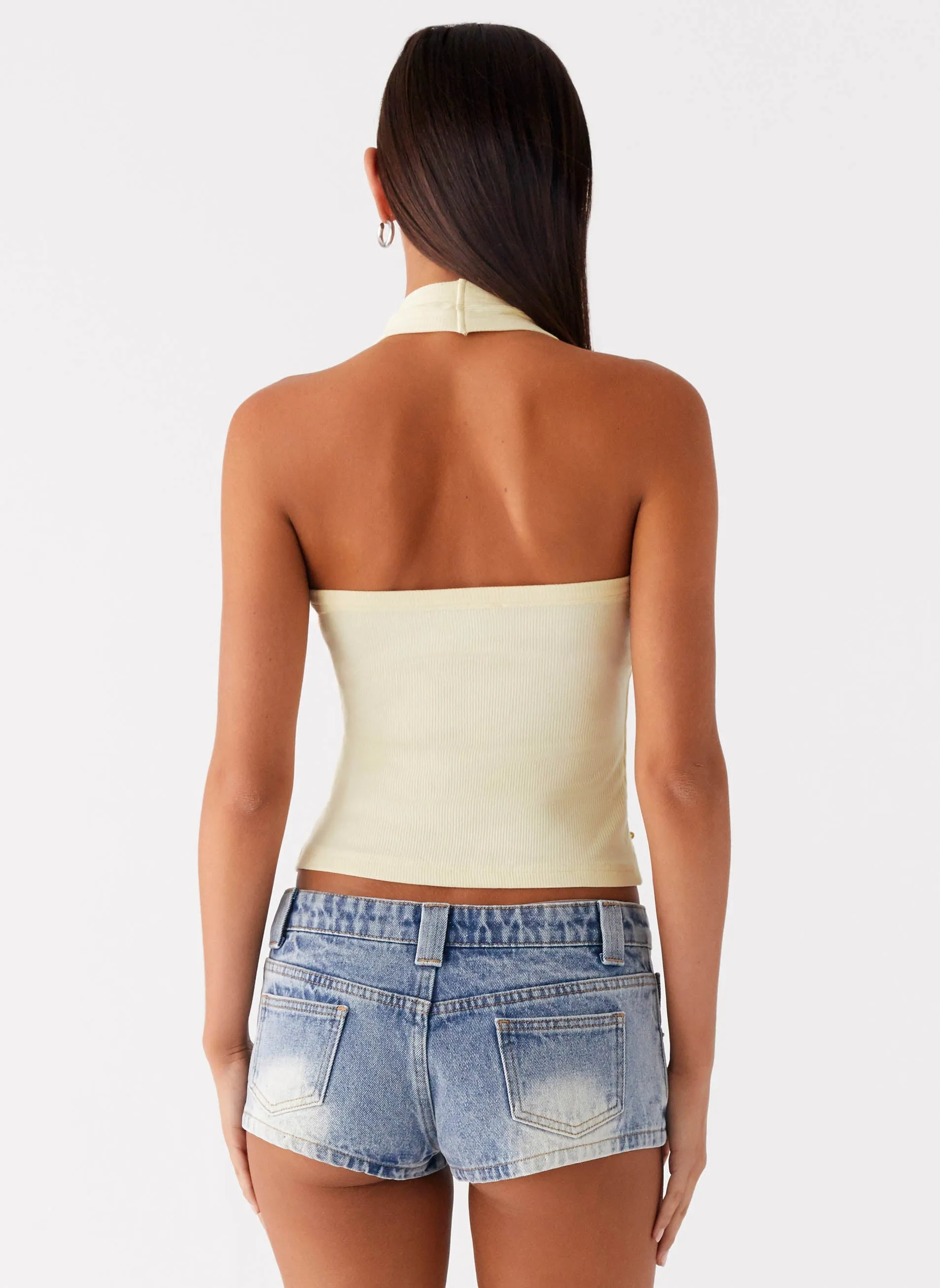 Eye Contact Sequin Halter Top - Yellow Easy to Wear