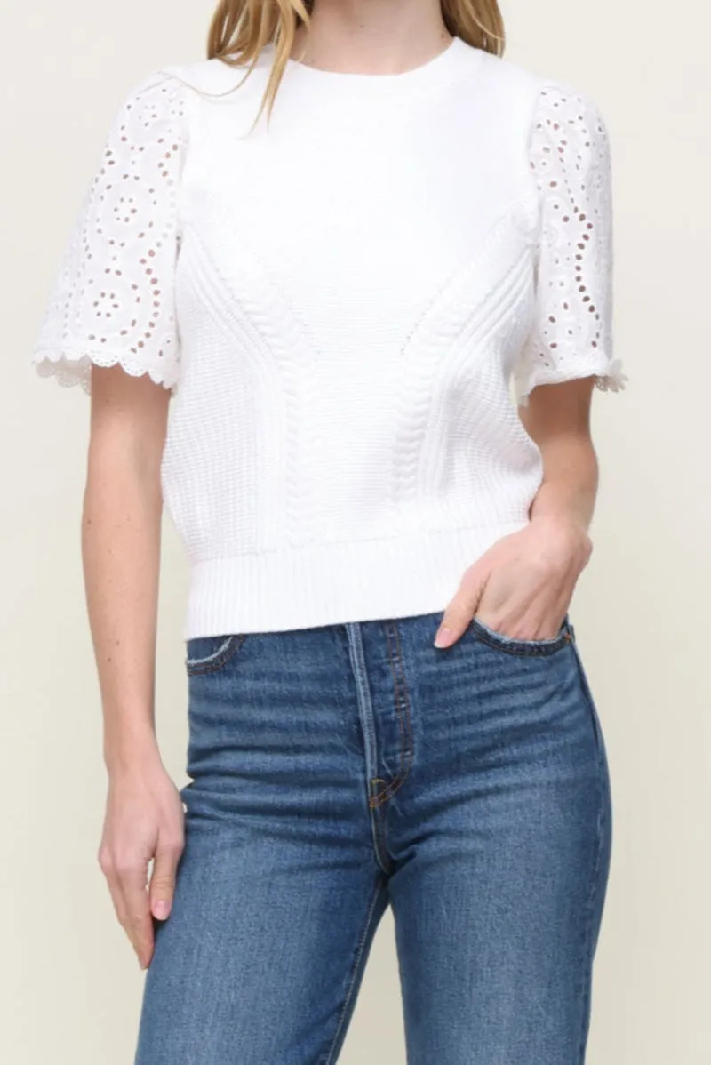 Eyelet Sleeve Sweater AbrasionResistant Fabric