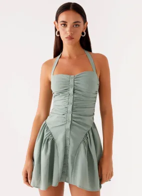 Fable Mini Dress - Sage Chic Tailoring Breathable Comfort