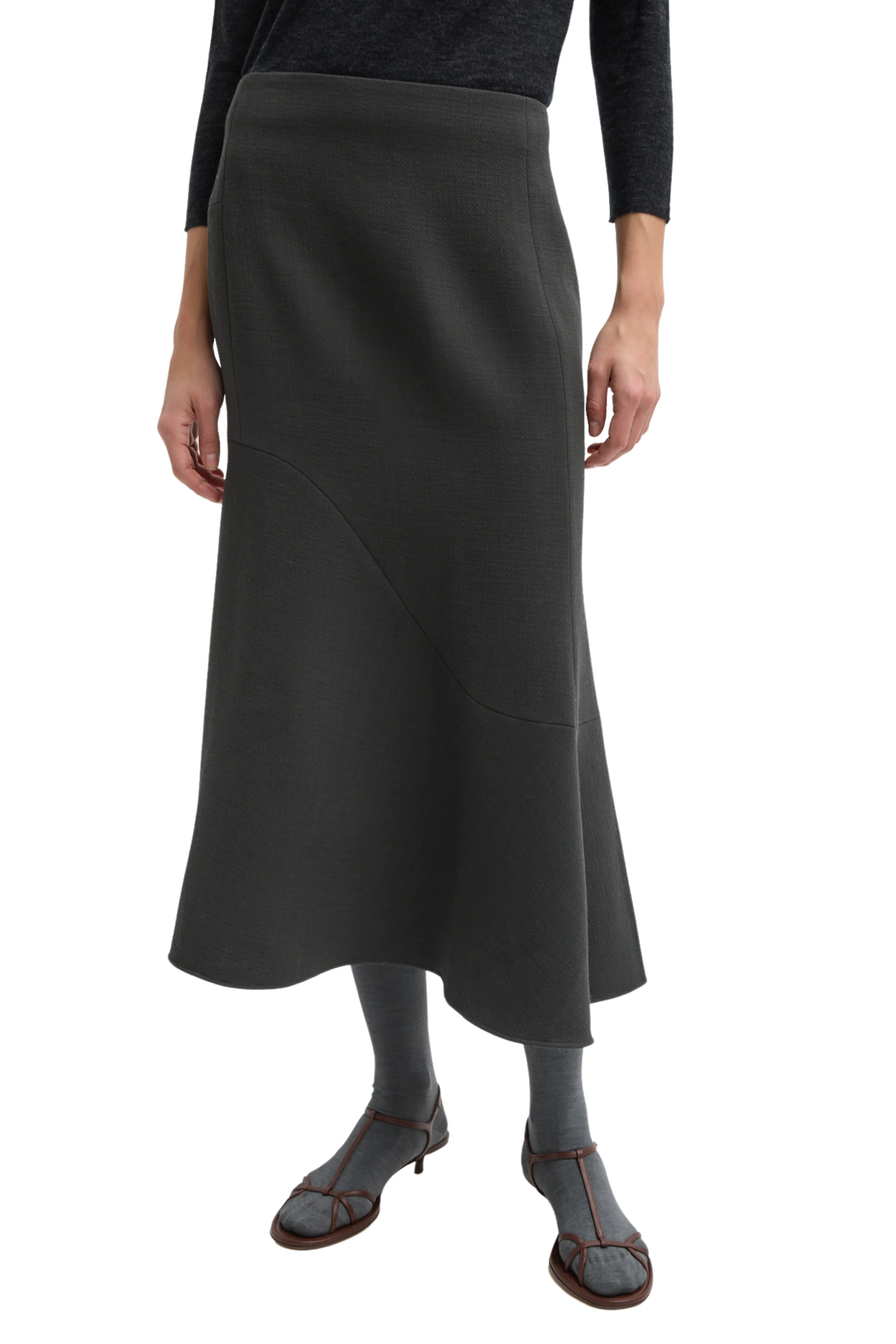 Wool Crepe Marte Fluid Skirt Minimal Style