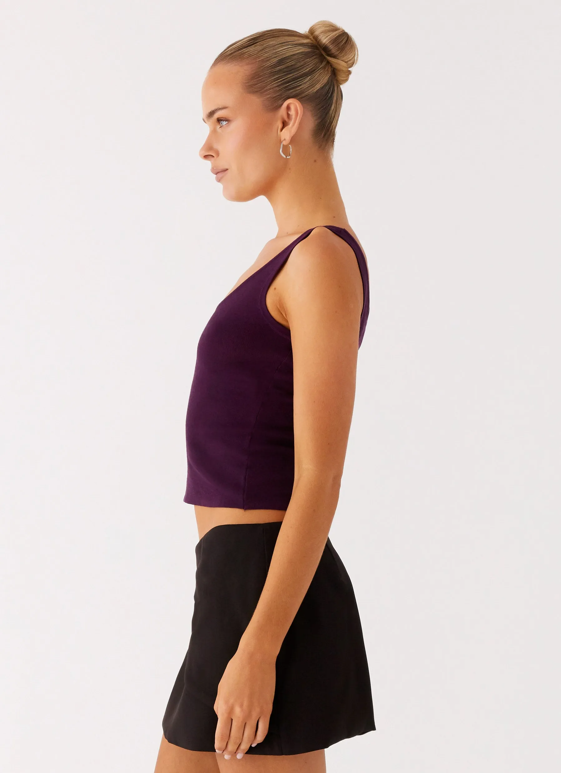 No Signal Knit Top - Plum Flexible Waistband