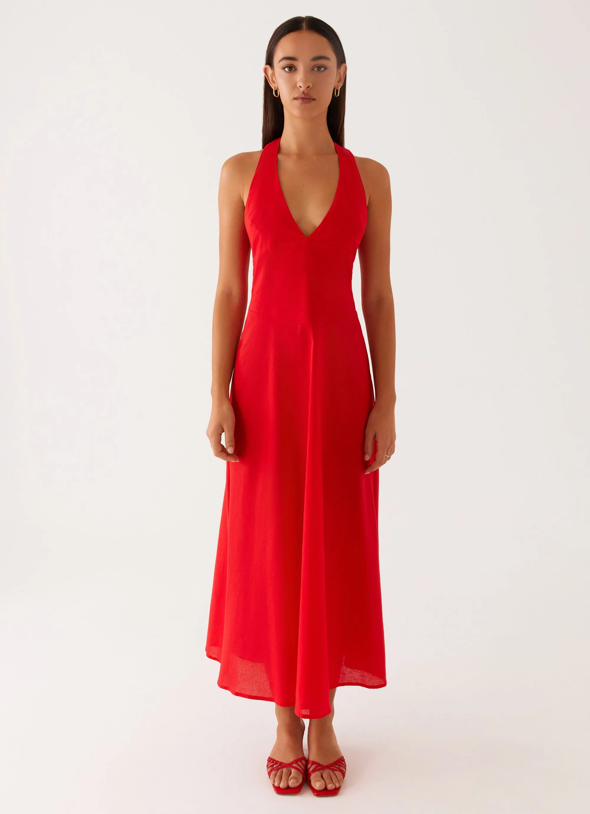 AdjustableStraps Falling For You Midi Dress - Red