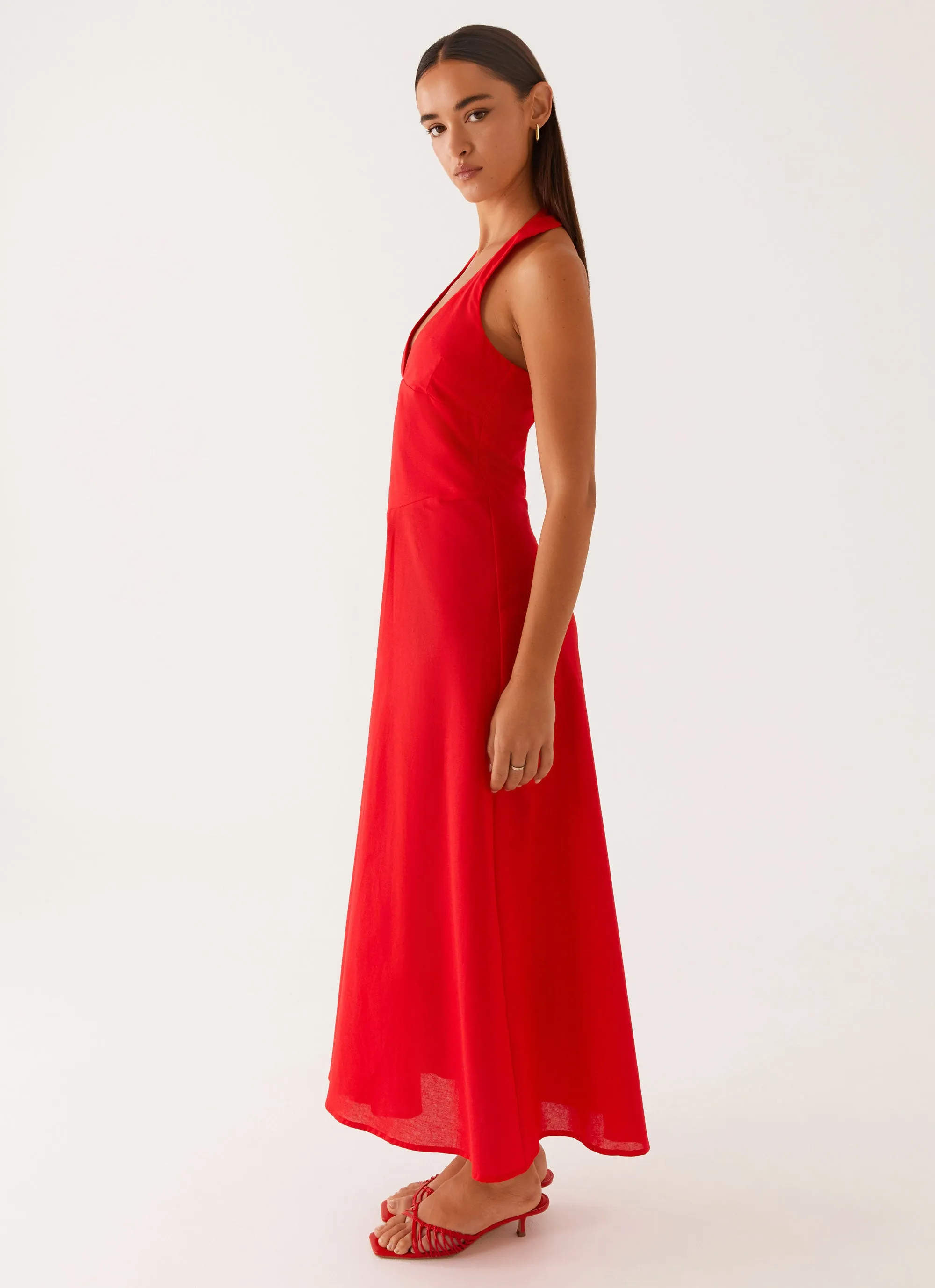 Soft Wear Breathable Wearable Falling For You Midi Dress - Red