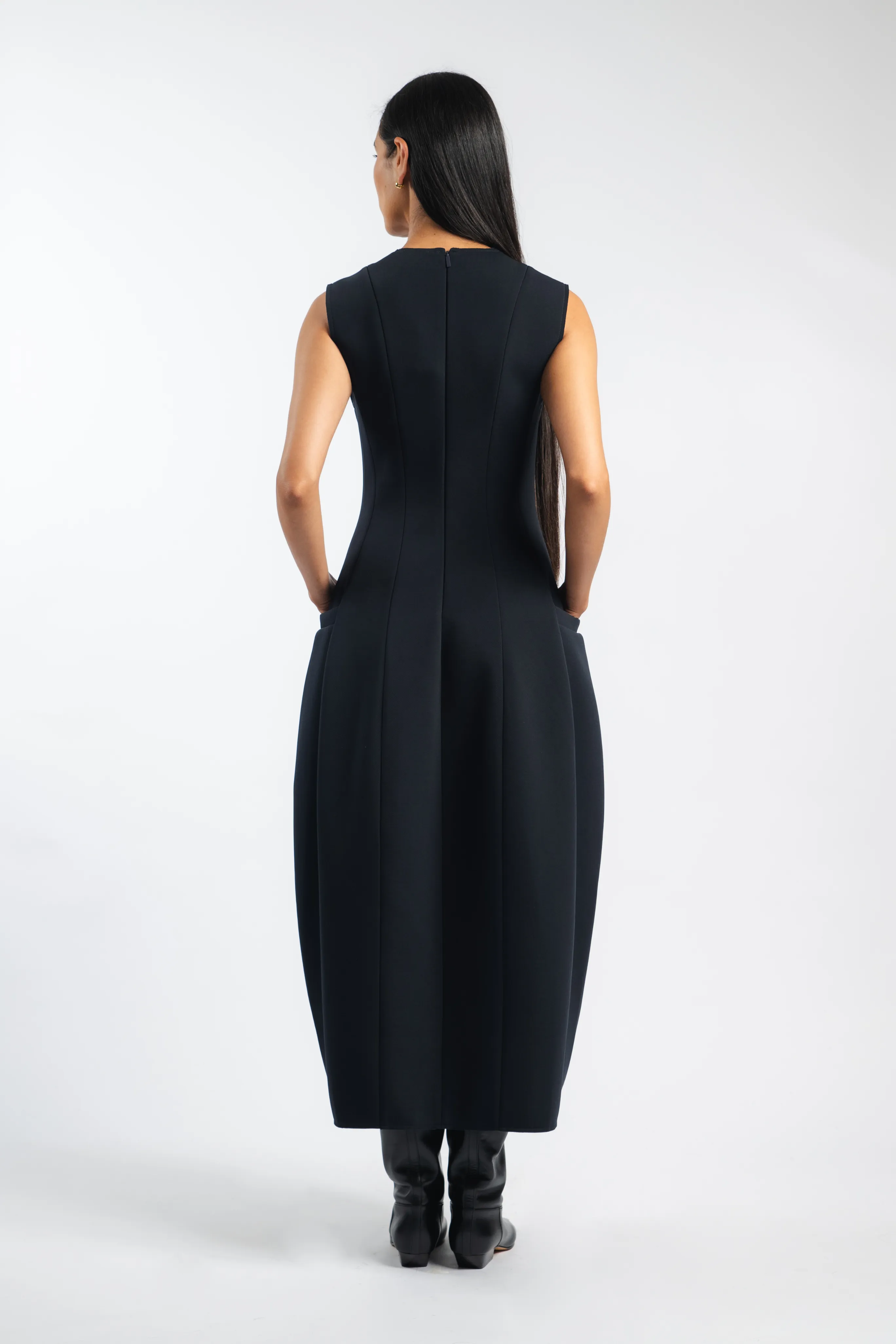 Grace Vibe Bonded Twill Sleeveless Sculpted Dress