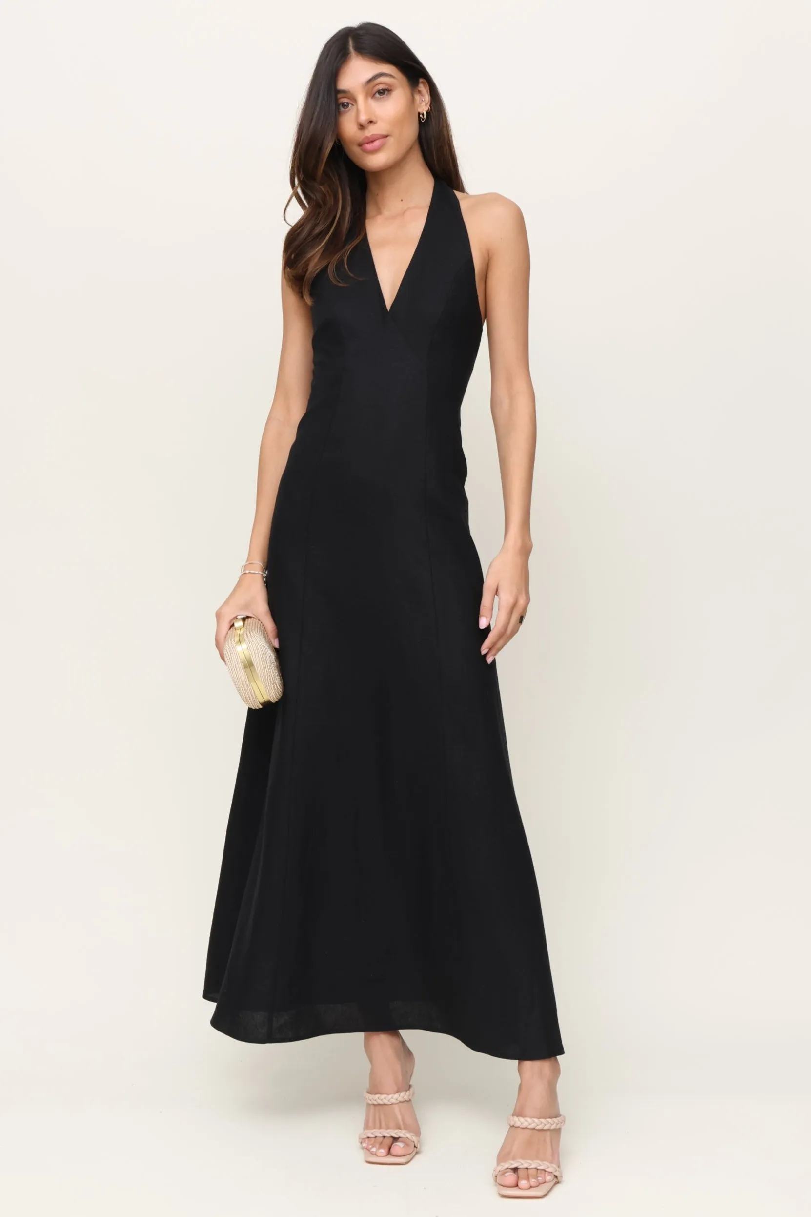 The Simone Halter Dress Soft Glide Linen Chic