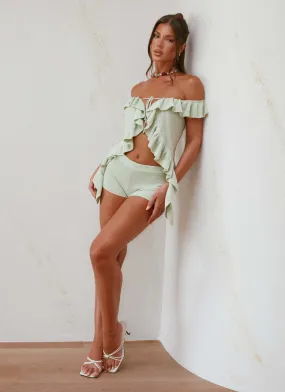 Water resistant coating Fantasise Knit Mini Shorts - Mint