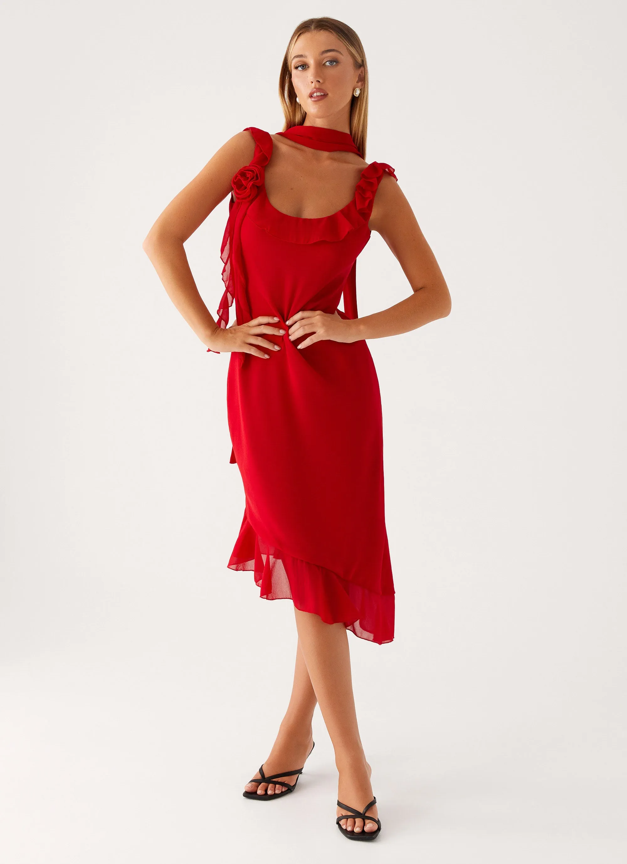 Fariday Midi Dress - Red City Layering Family Vibe